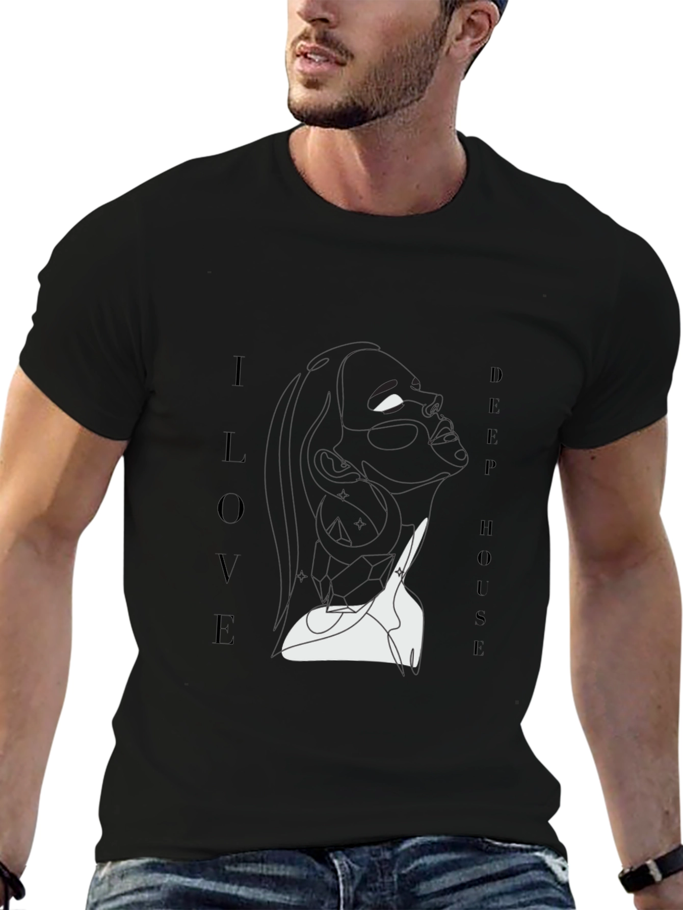 I Love Deep House Black Graphic Tee