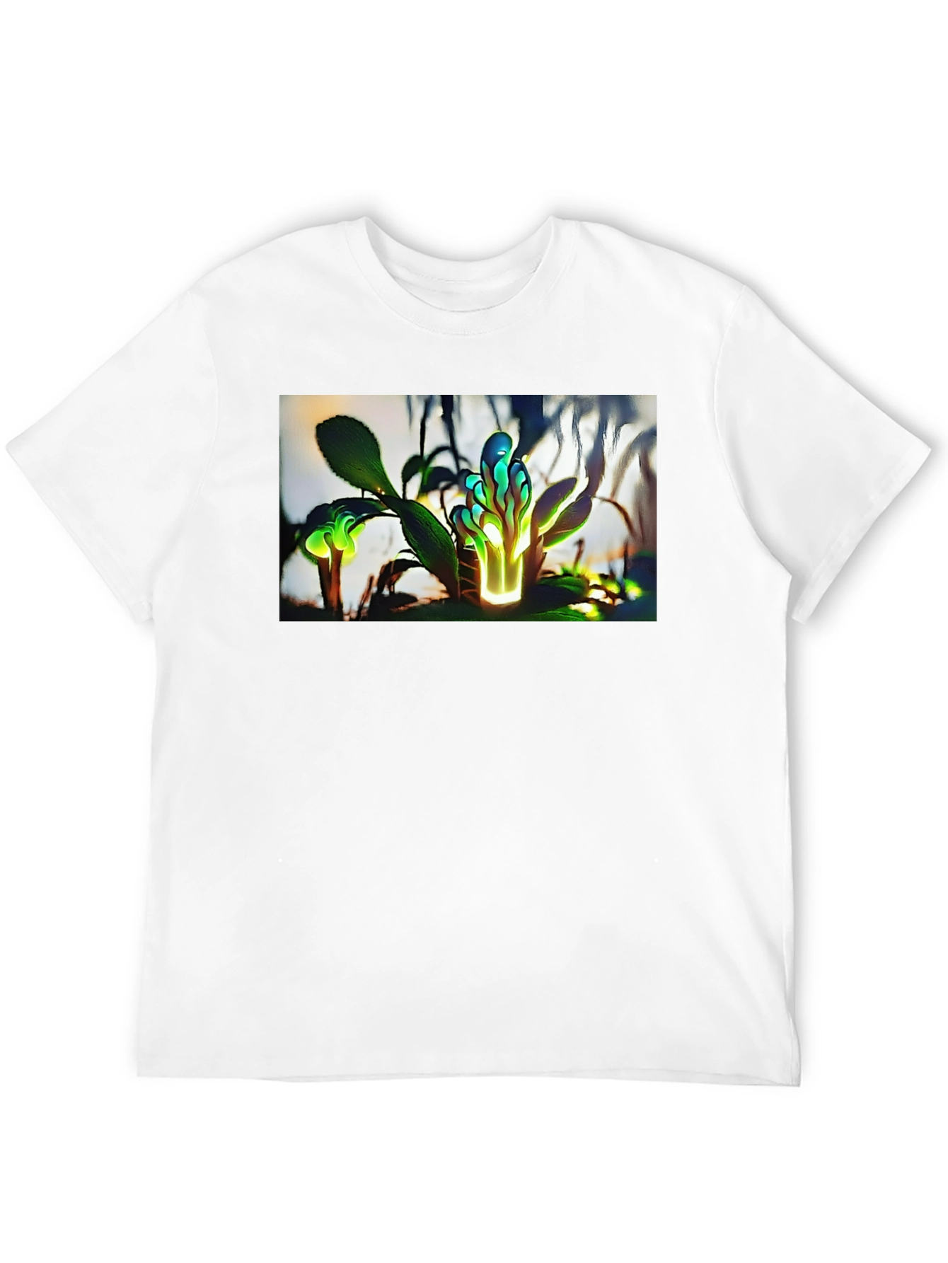 Glowing Flora Graphic Tee - Black Cotton