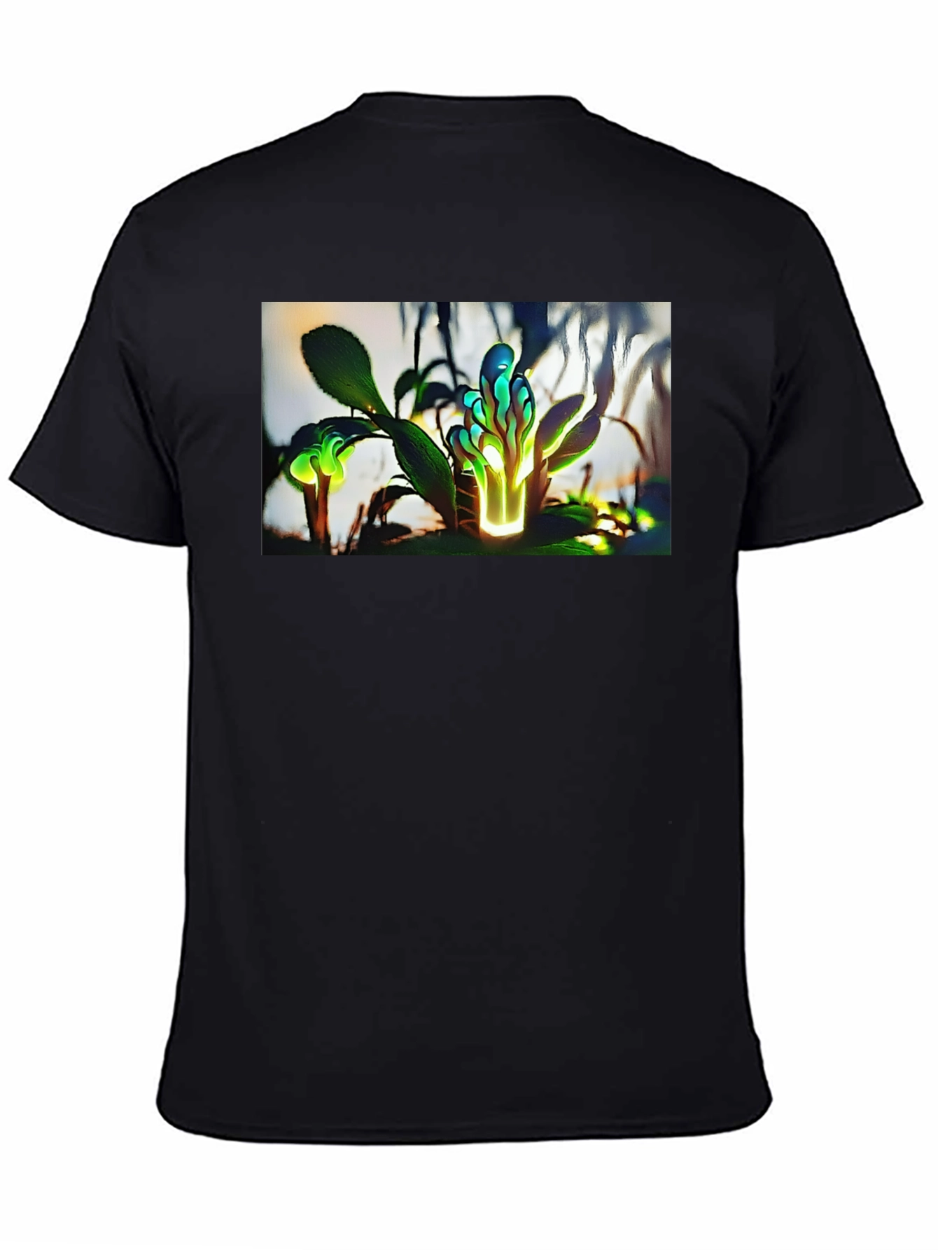 Glowing Flora Graphic Tee - Black Cotton