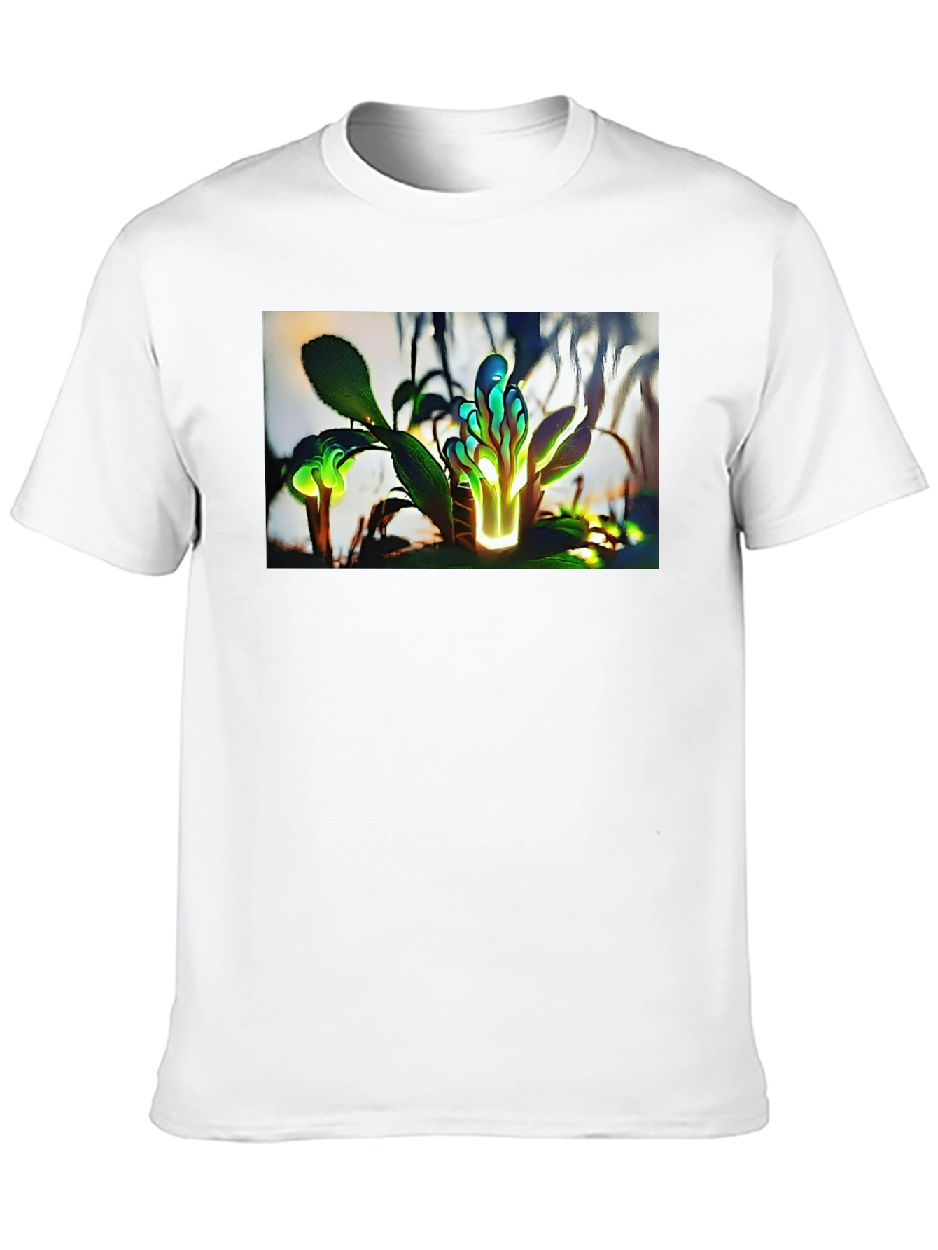 Glowing Flora Graphic Tee - Black Cotton