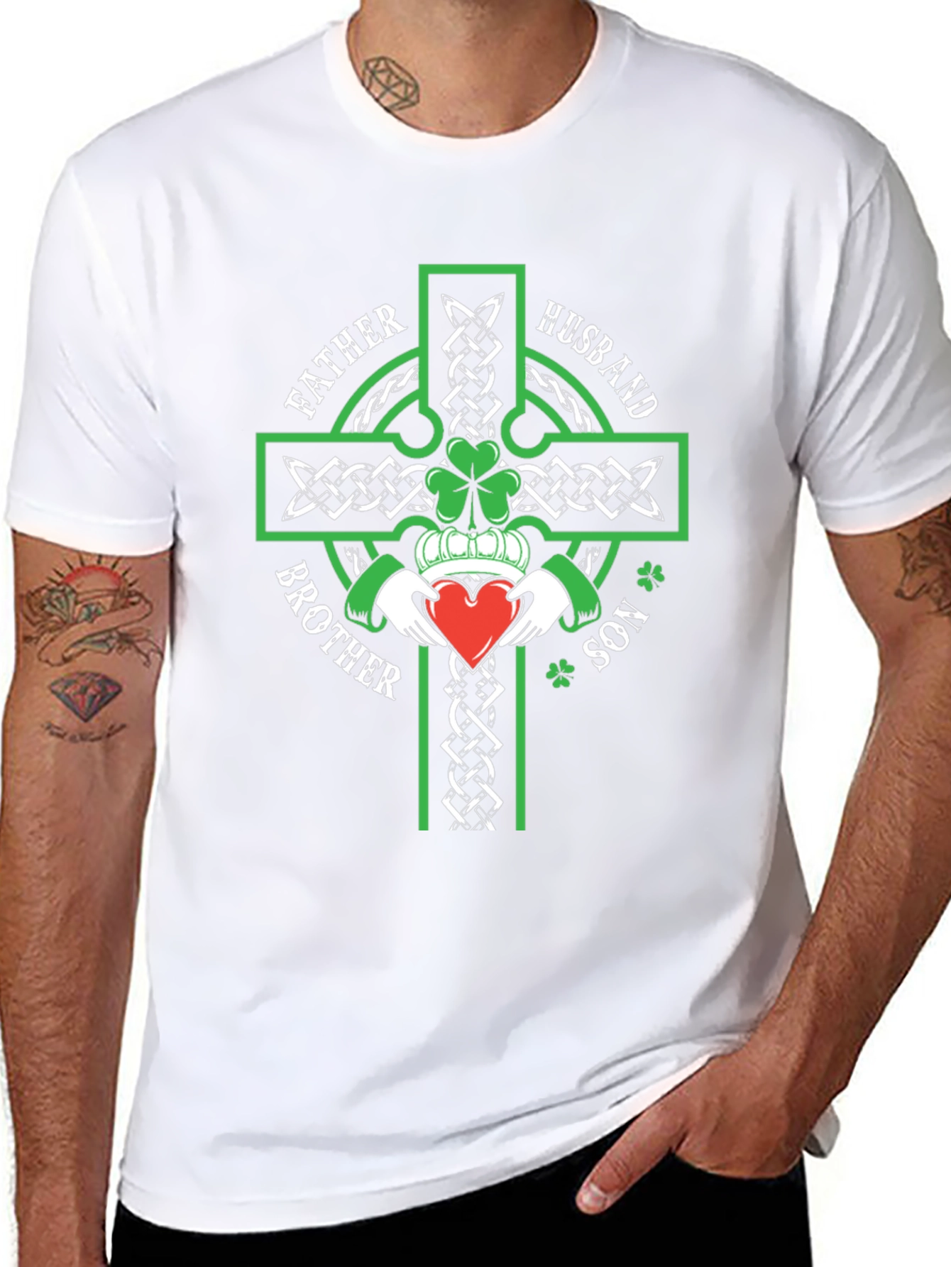Celtic Knot Cross Claddagh Father Husband Son T-Shirt