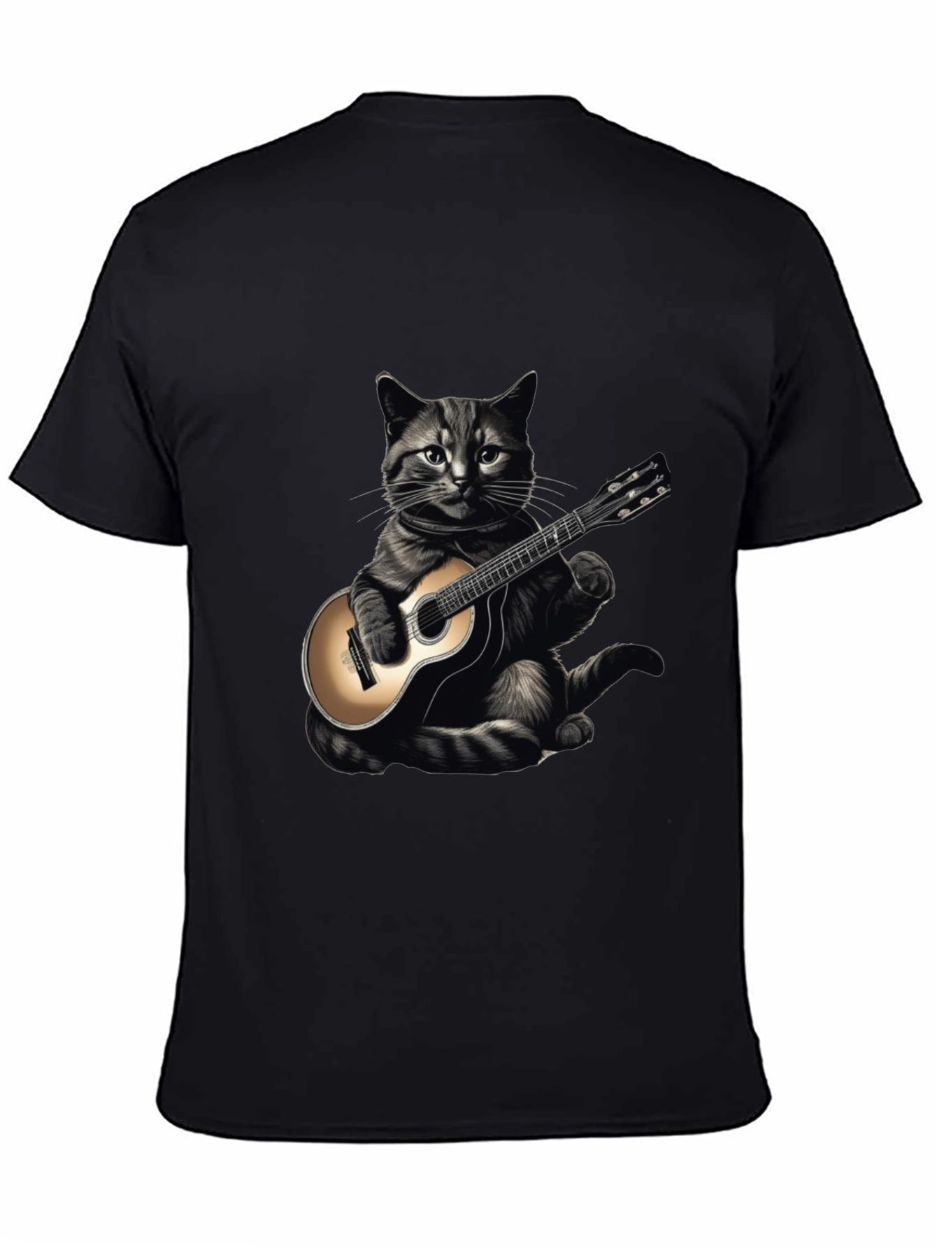 Cool Cat Guitar Player Graphic T-Shirt