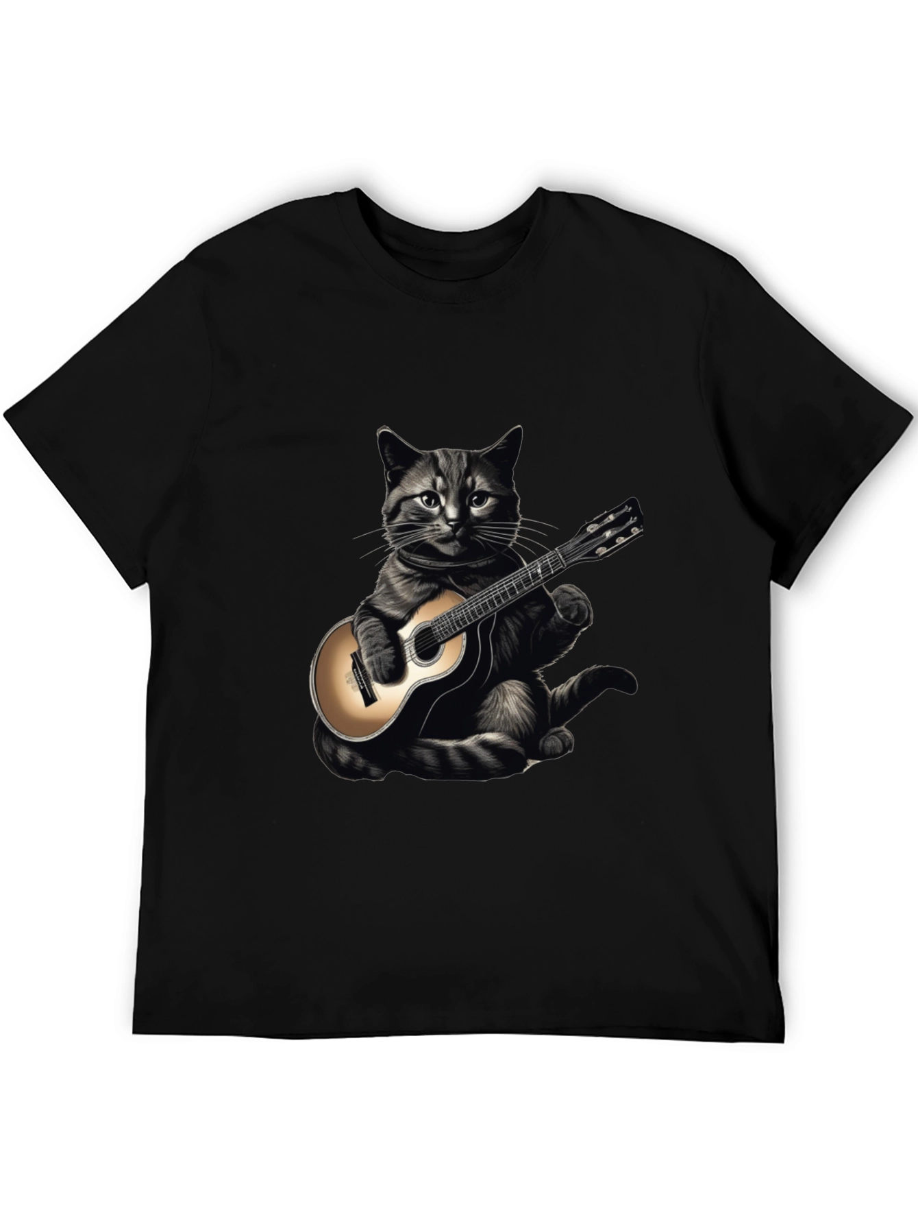 Cool Cat Guitar Player Graphic T-Shirt