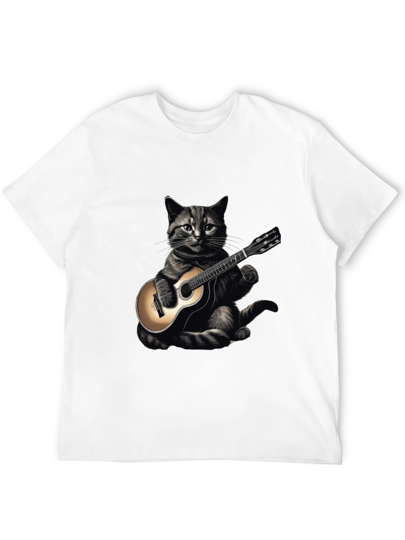 Cool Cat Guitar Player Graphic T-Shirt