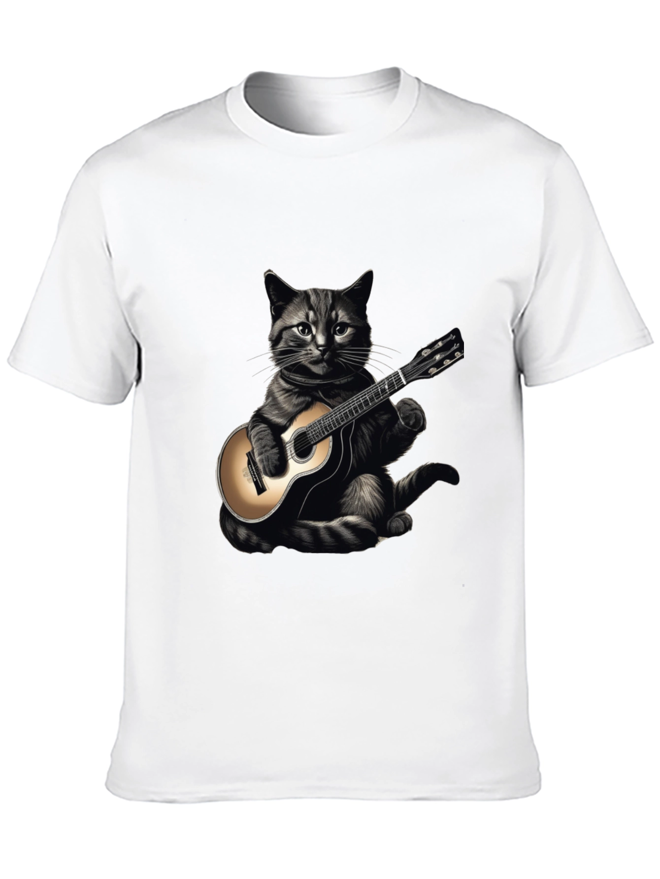 Cool Cat Guitar Player Graphic T-Shirt