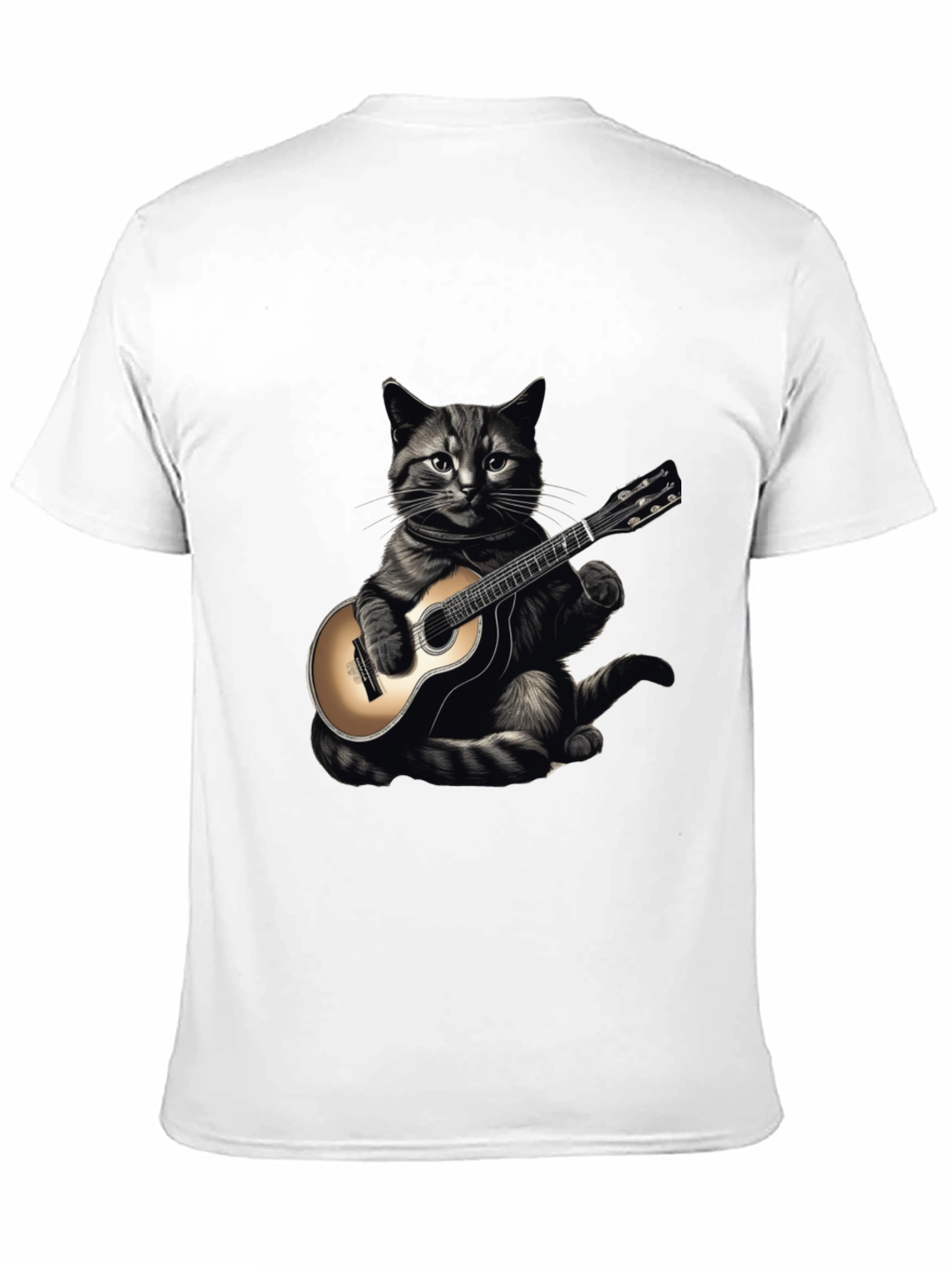 Cool Cat Guitar Player Graphic T-Shirt