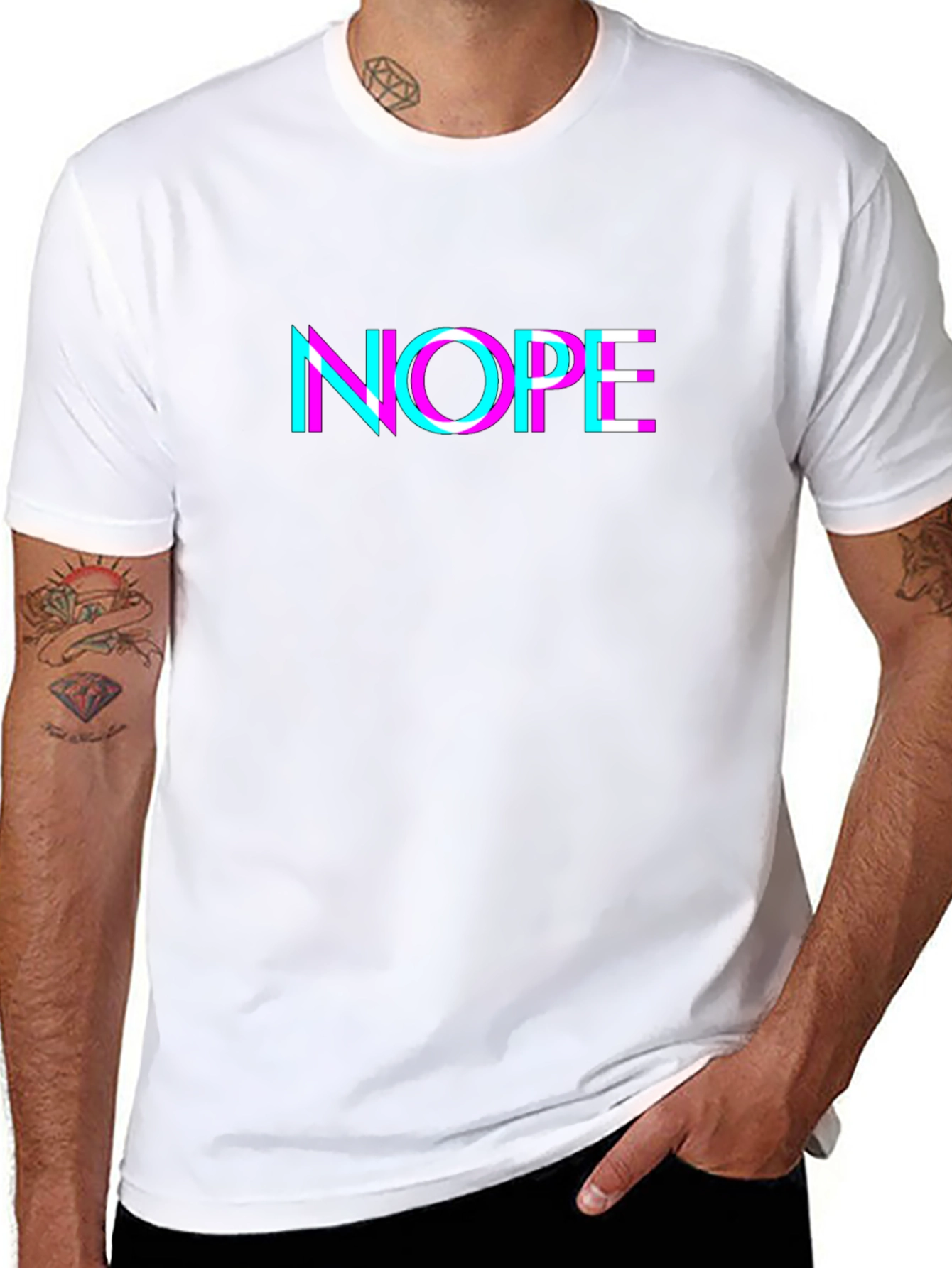 Nope Glitch Graphic Tee - Bold Statement Shirt