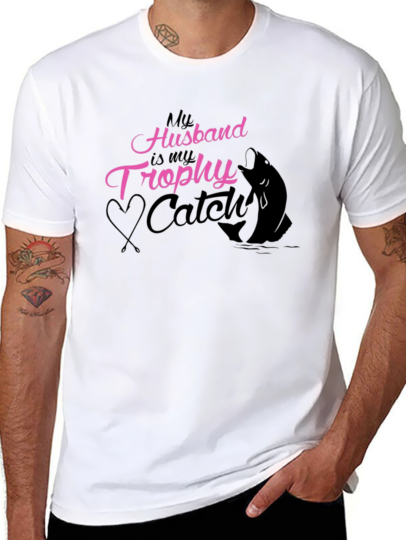 My Husband is my Trophy Catch - Black T-Shirt