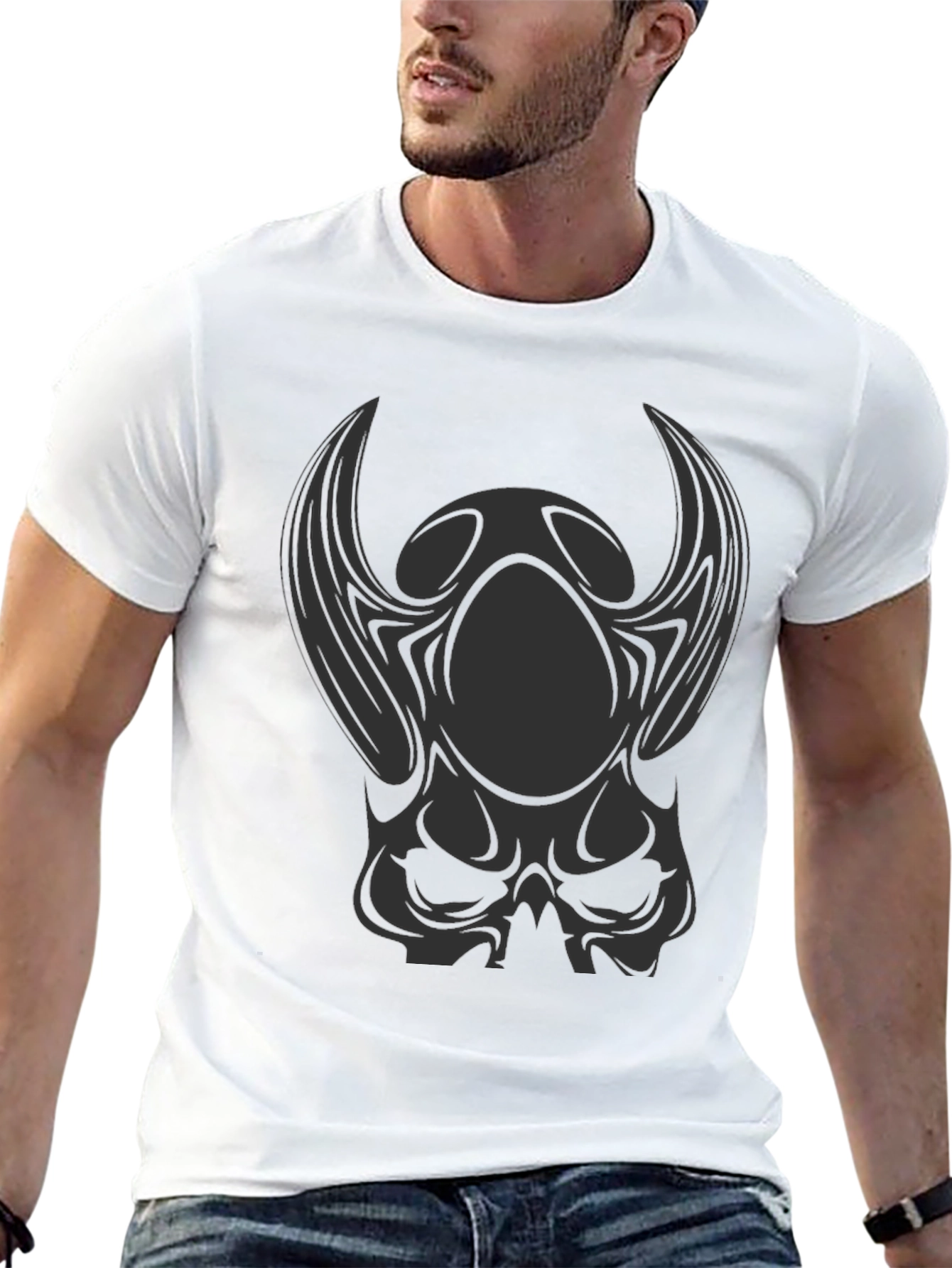 Dark Skull Graphic Print T-Shirt - Gothic Style