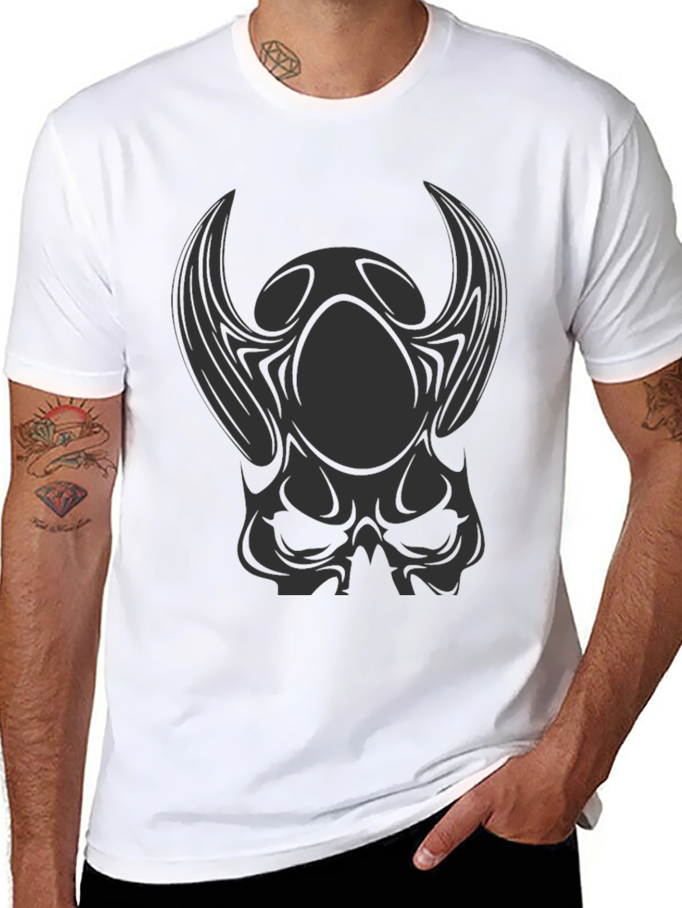 Dark Skull Graphic Print T-Shirt - Gothic Style