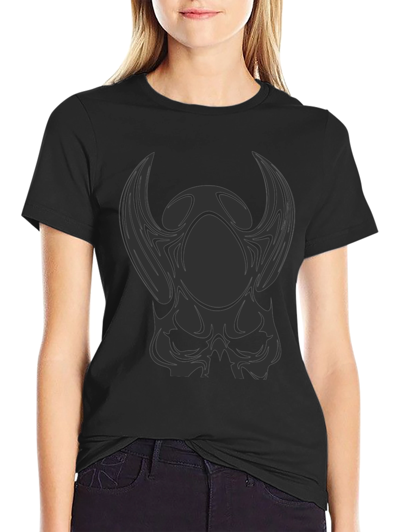 Dark Skull Graphic Print T-Shirt - Gothic Style