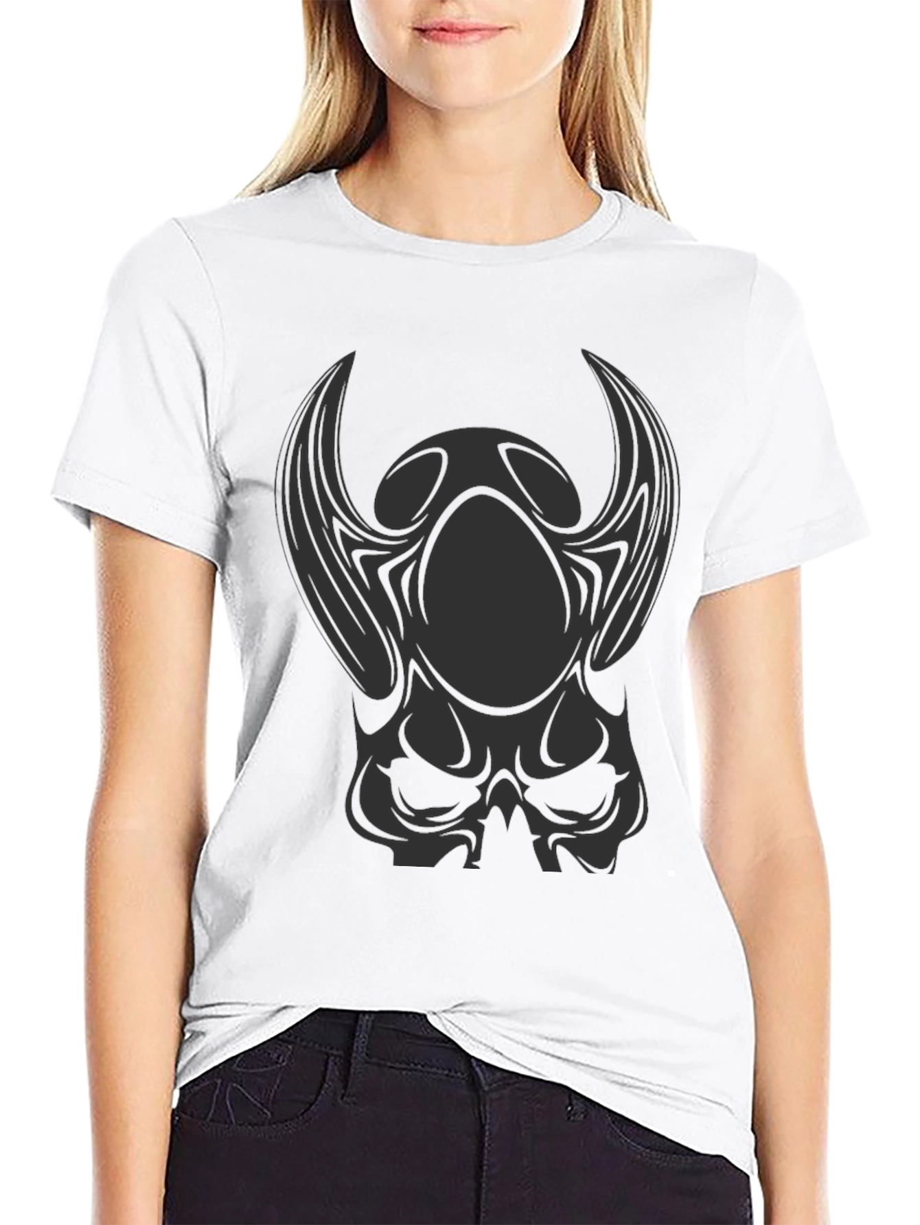 Dark Skull Graphic Print T-Shirt - Gothic Style