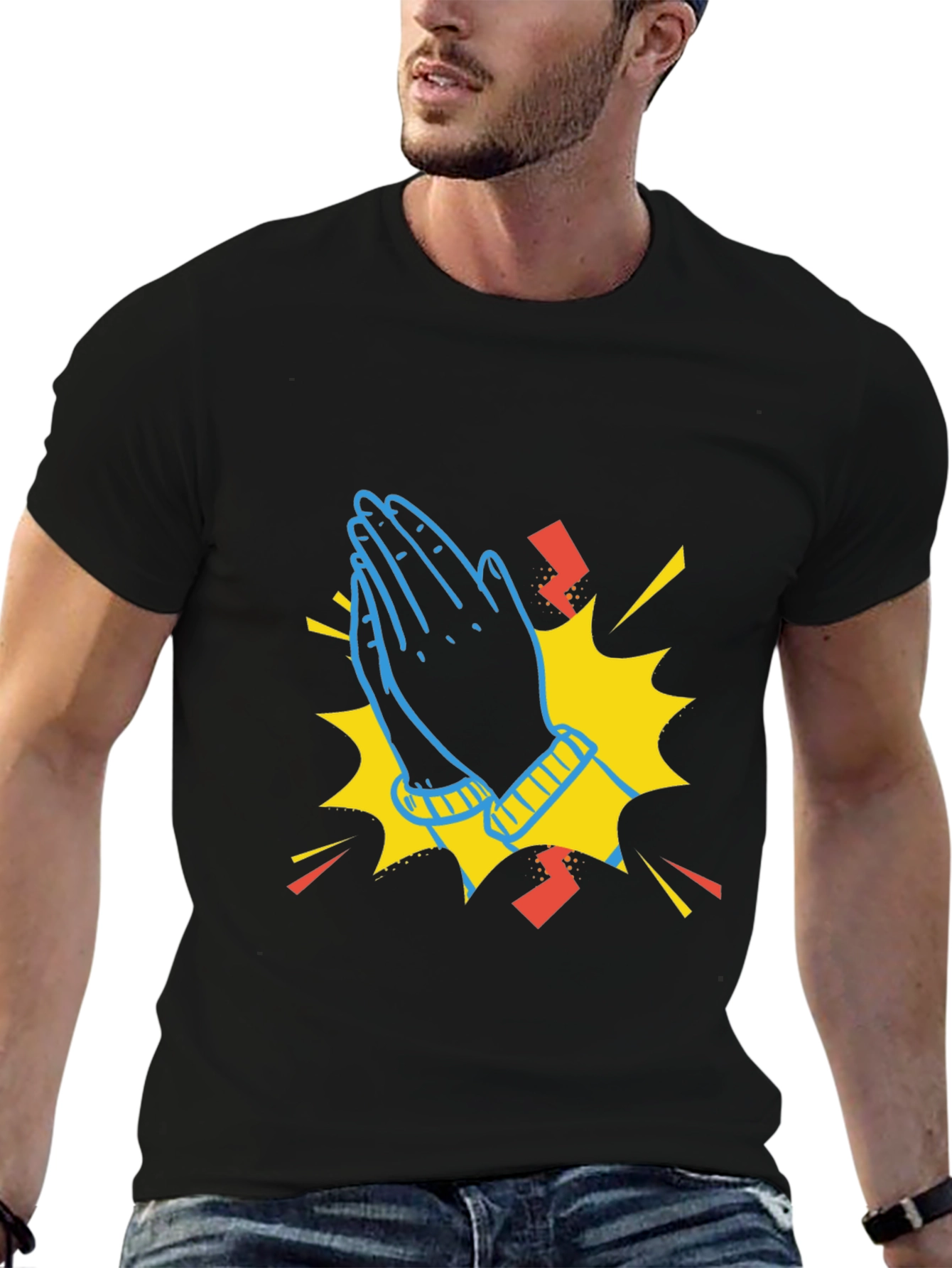 Praying Hands Graphic Black T-Shirt