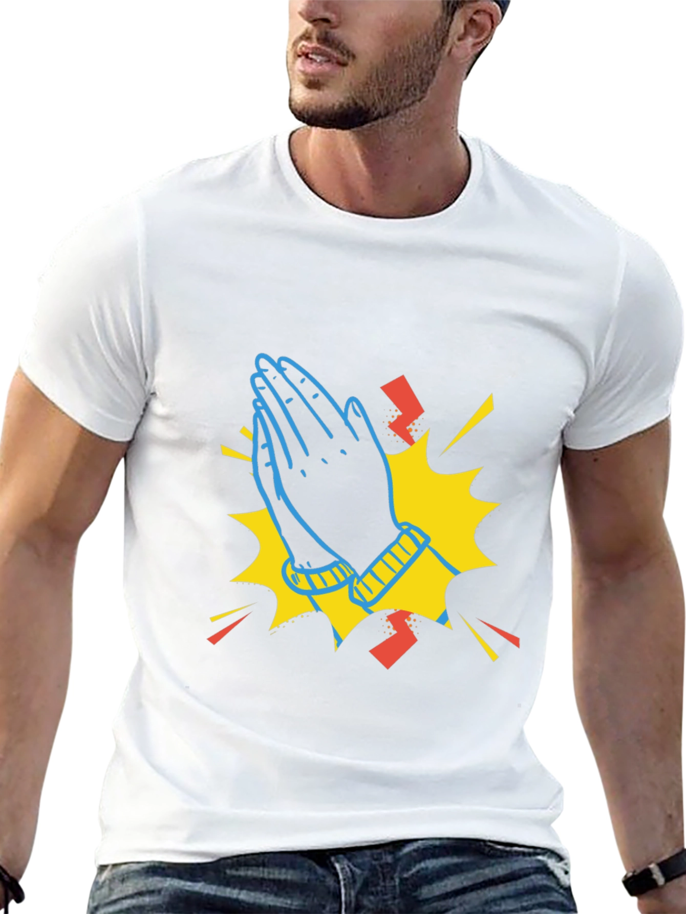 Praying Hands Graphic Black T-Shirt