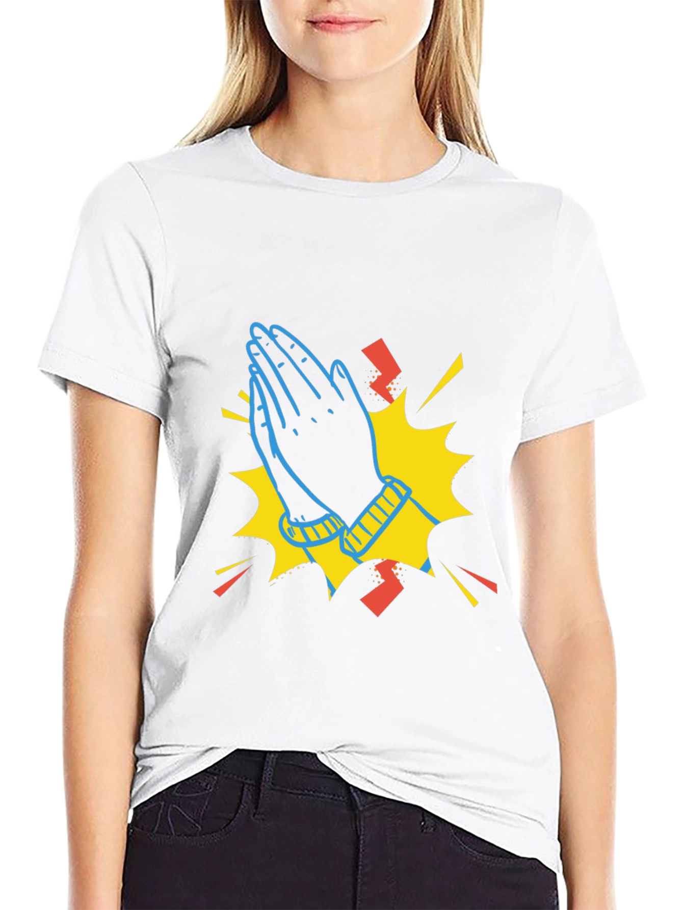 Praying Hands Graphic Black T-Shirt
