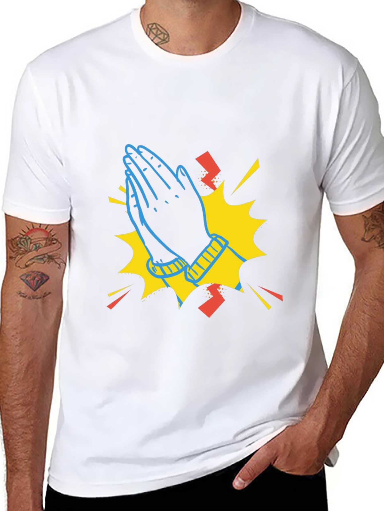 Praying Hands Graphic Black T-Shirt