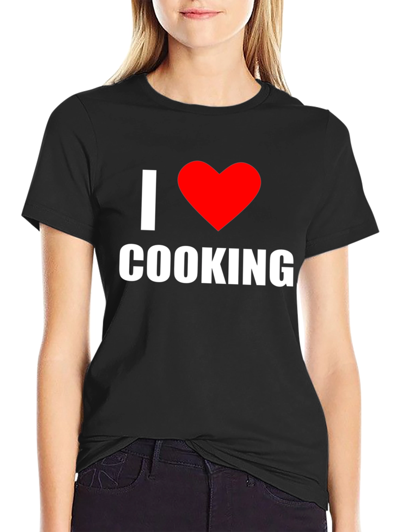 I Love Cooking T-Shirt - Black Heart Graphic