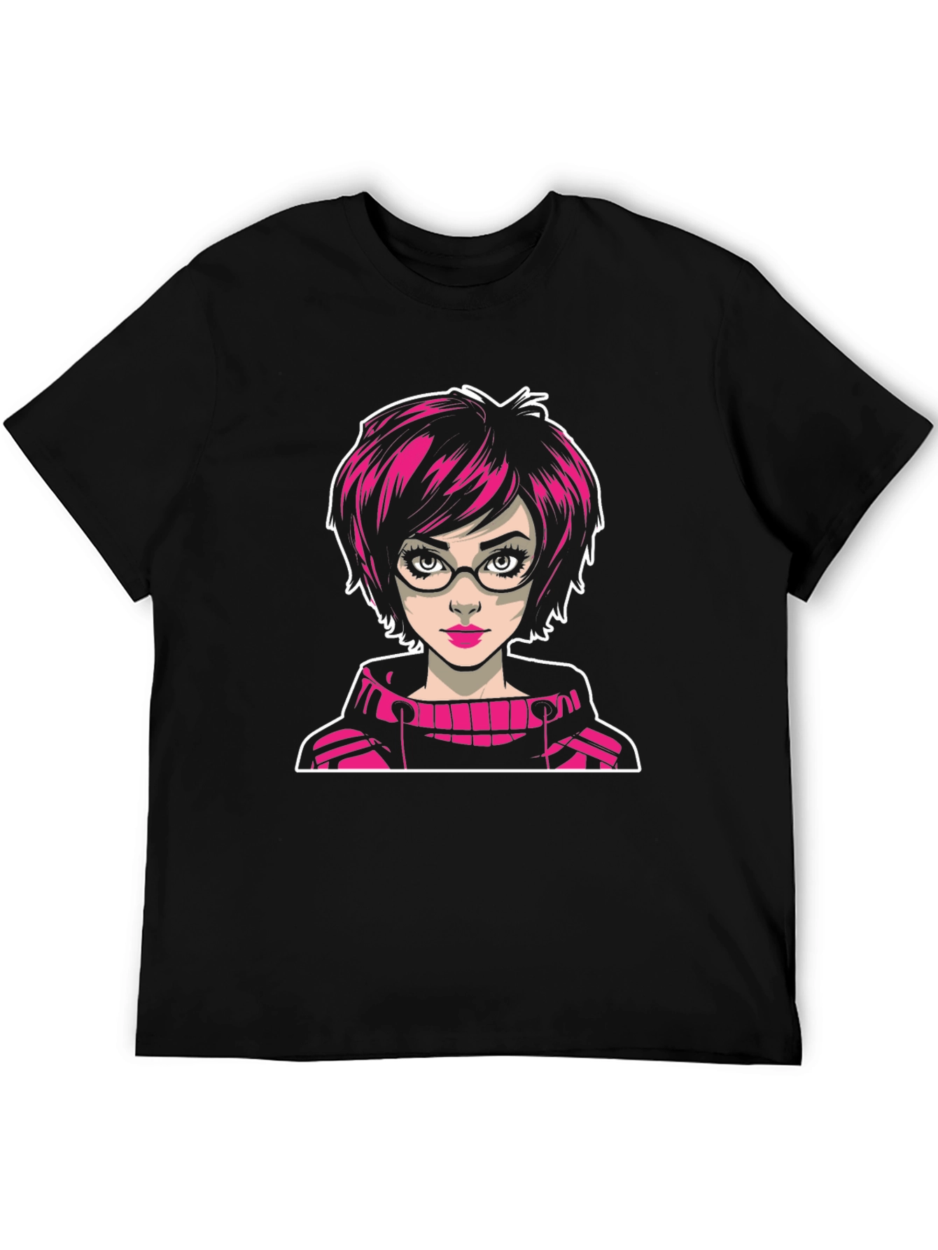 Funky Girl Cartoon Black T-Shirt