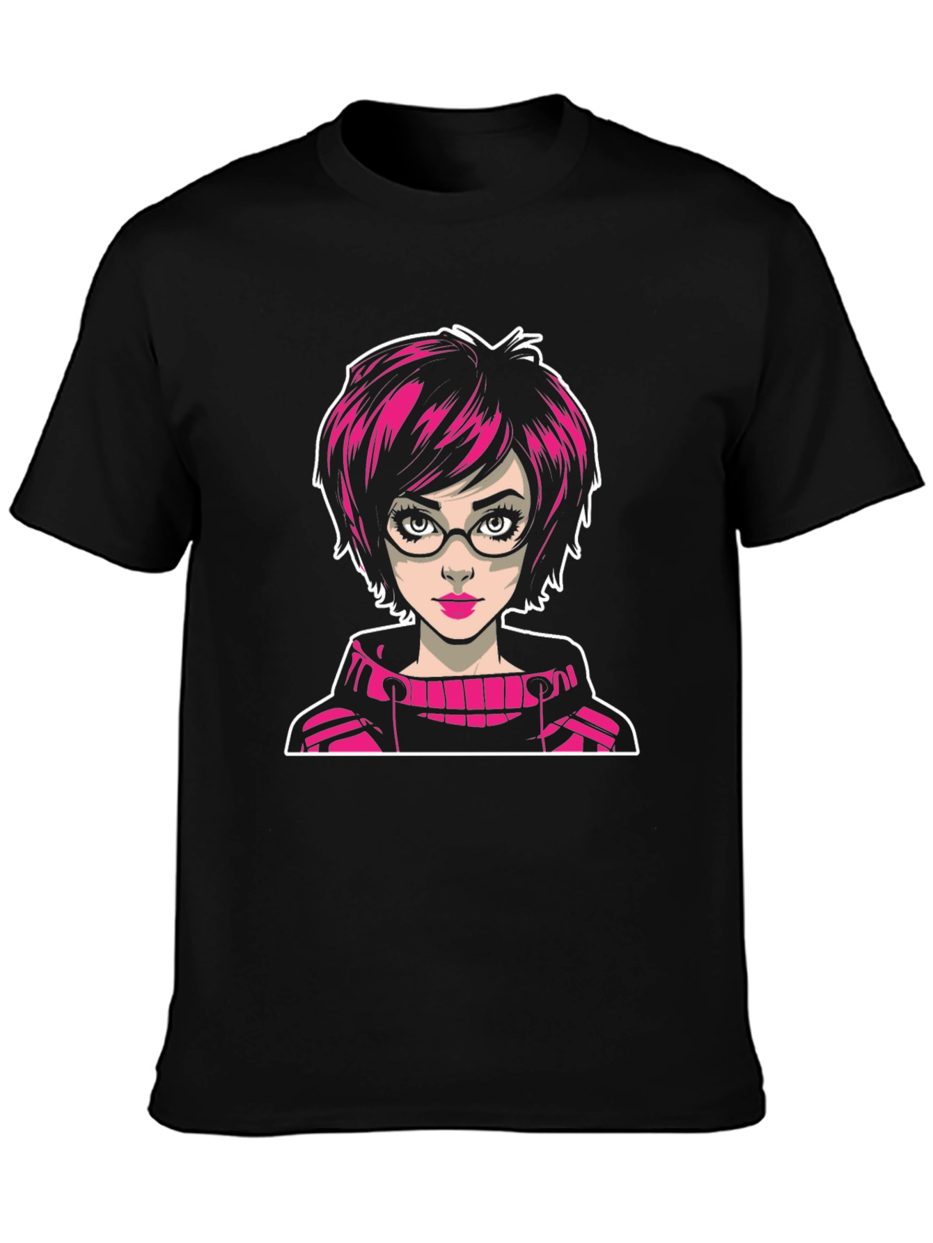 Funky Girl Cartoon Black T-Shirt