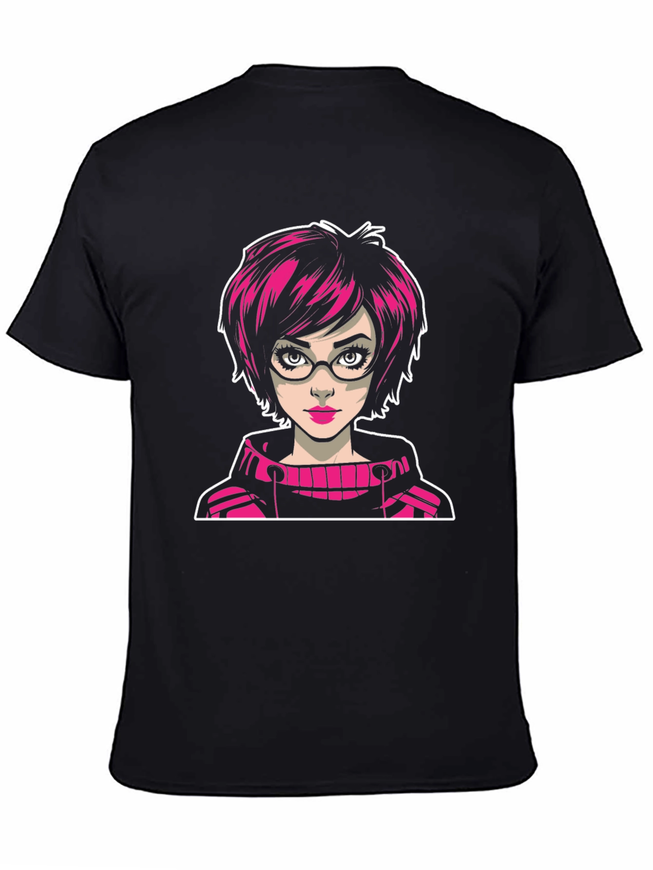 Funky Girl Cartoon Black T-Shirt
