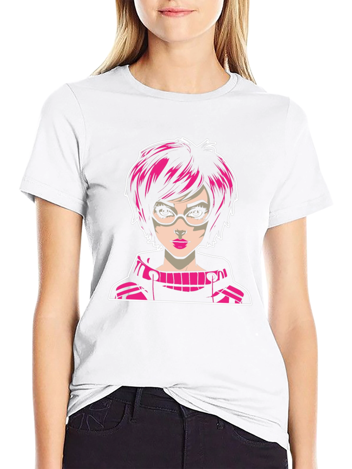 Funky Girl Cartoon Black T-Shirt