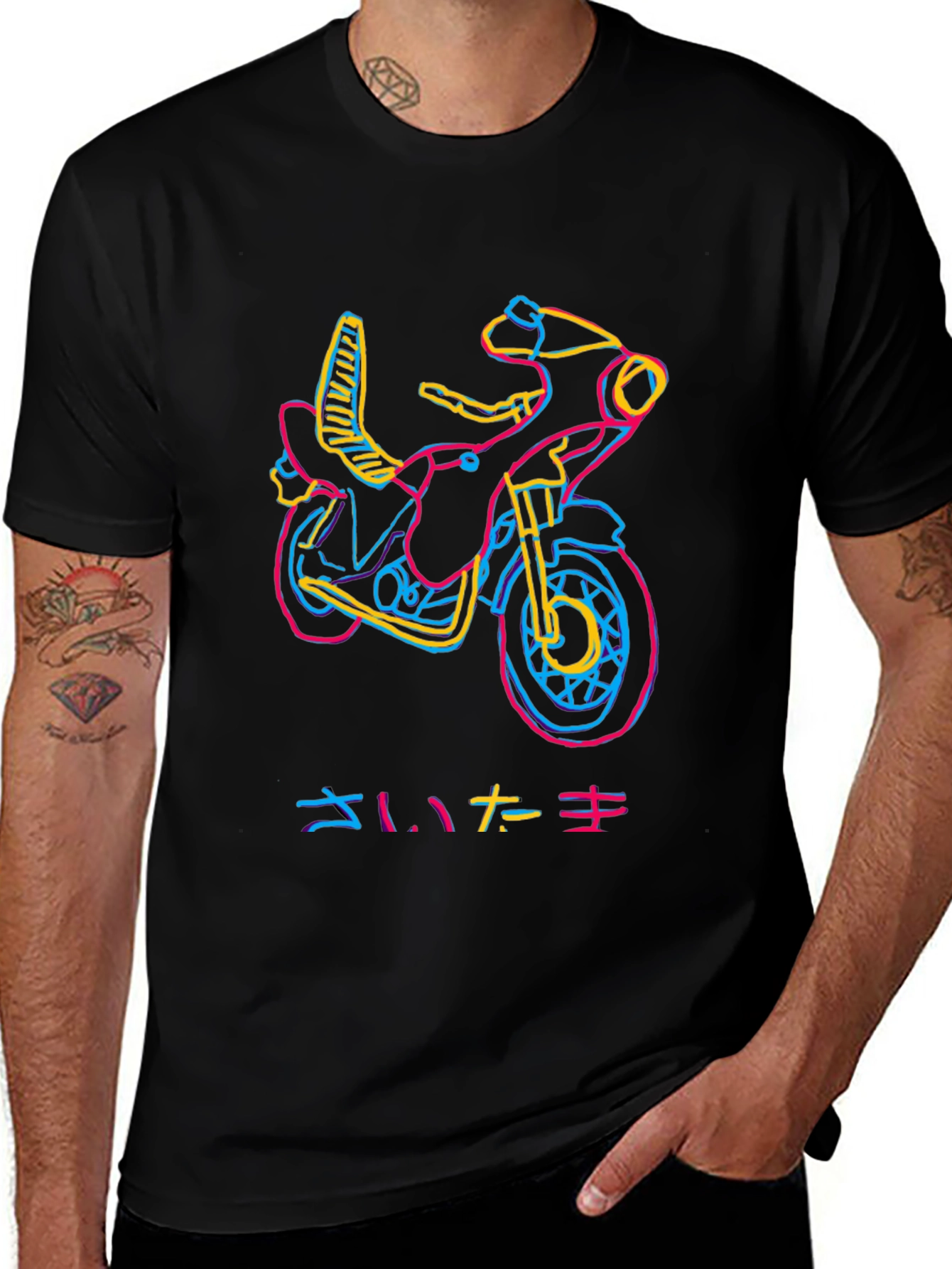Neon Motorcycle Graphic T-Shirt