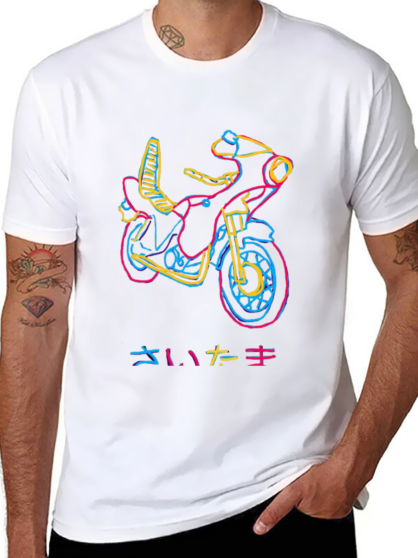 Neon Motorcycle Graphic T-Shirt