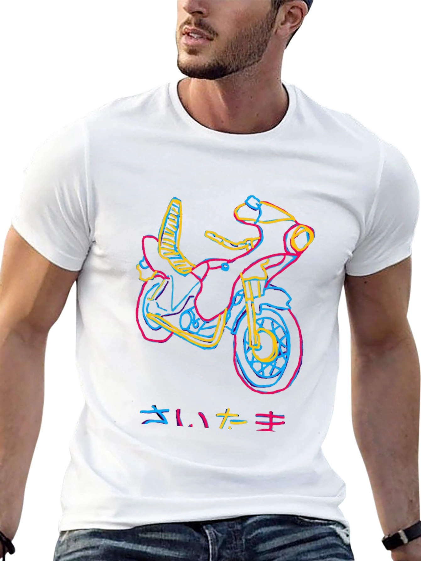 Neon Motorcycle Graphic T-Shirt