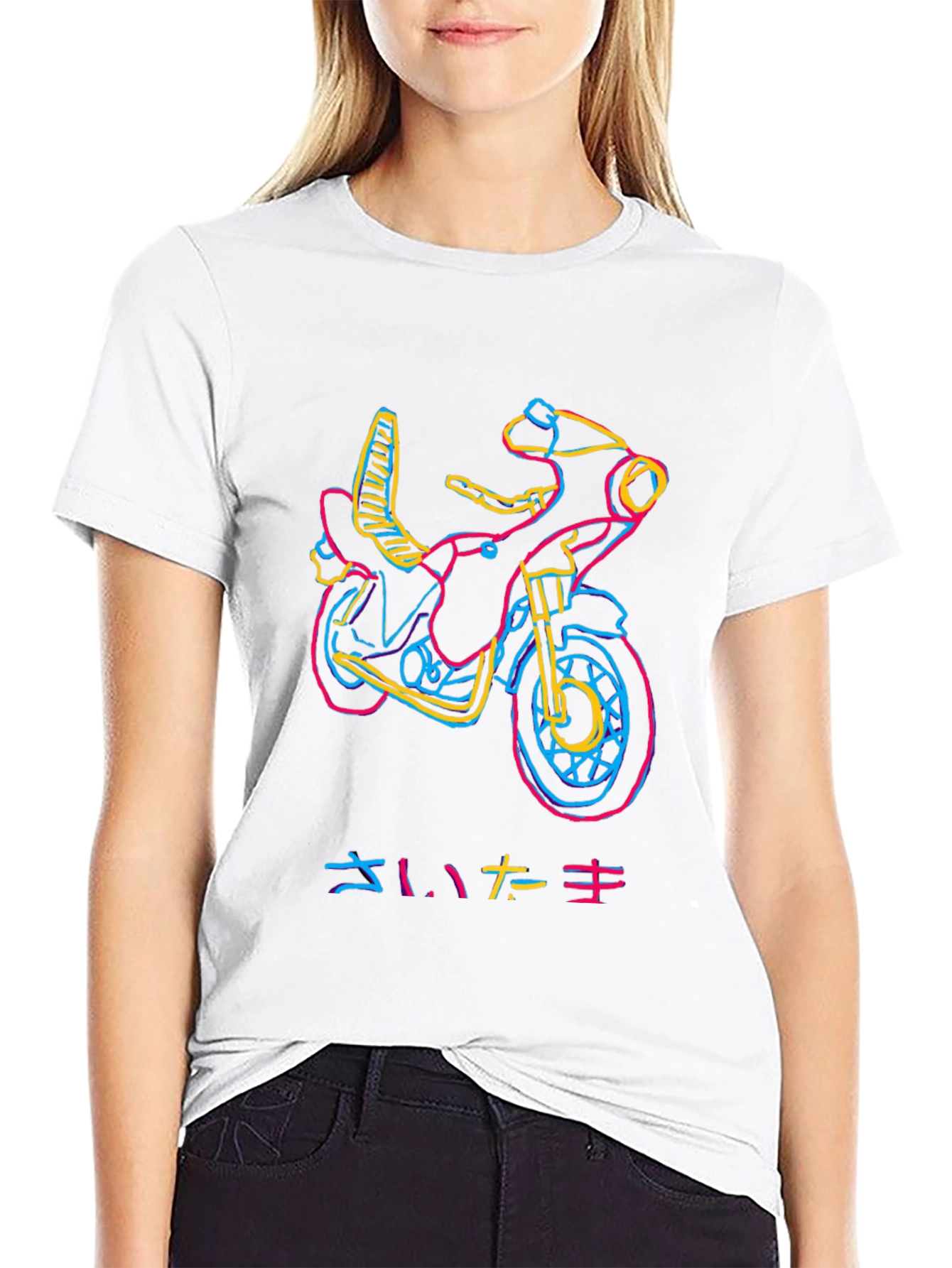 Neon Motorcycle Graphic T-Shirt