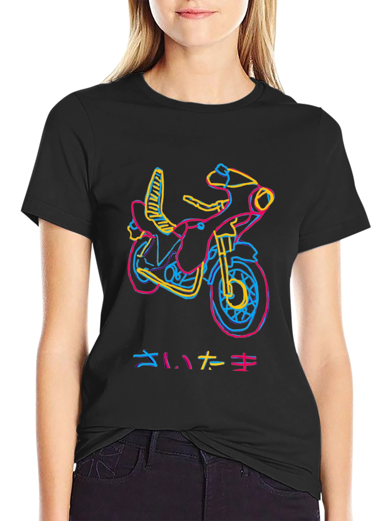 Neon Motorcycle Graphic T-Shirt