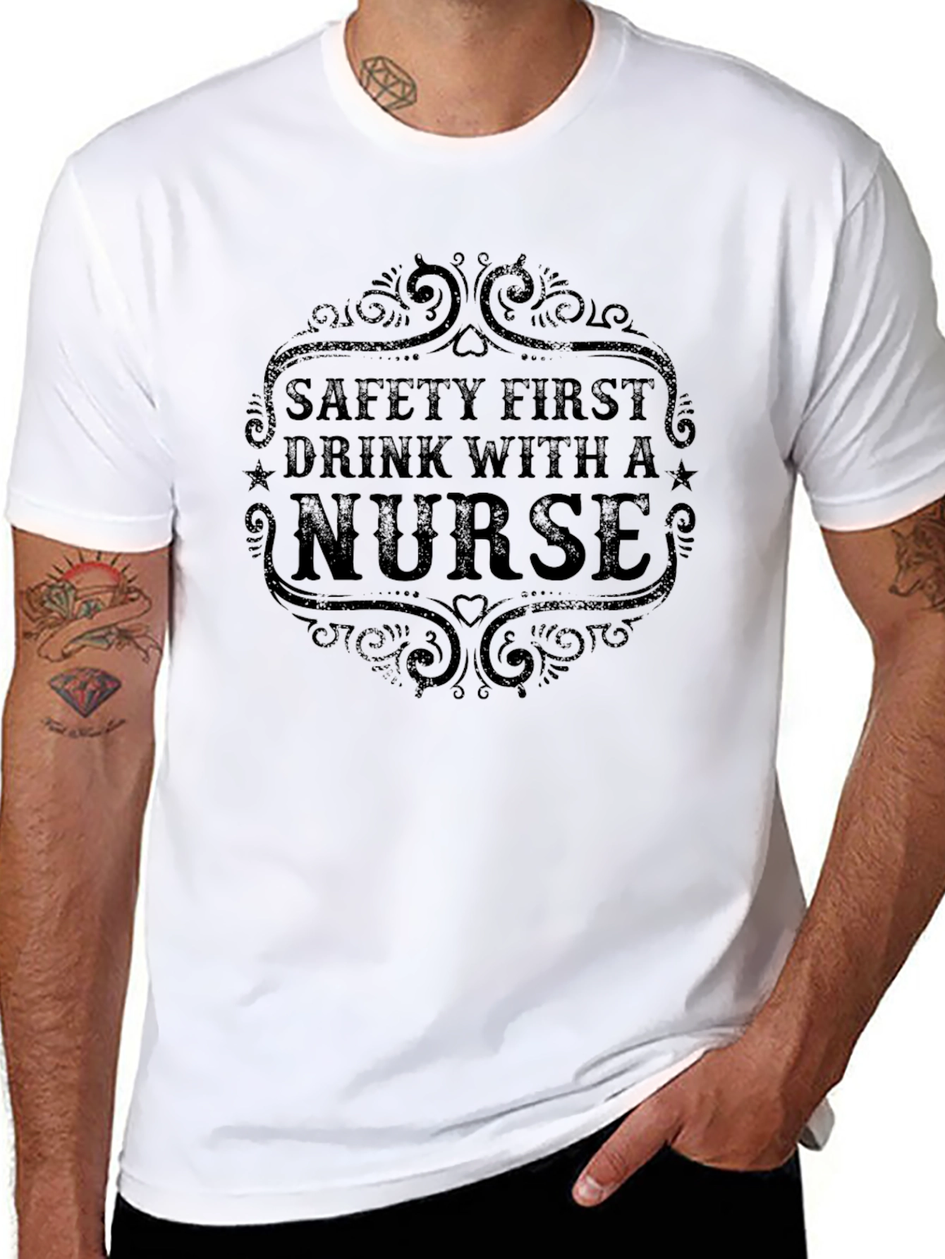 Safety First Drink With a Nurse Graphic Tee