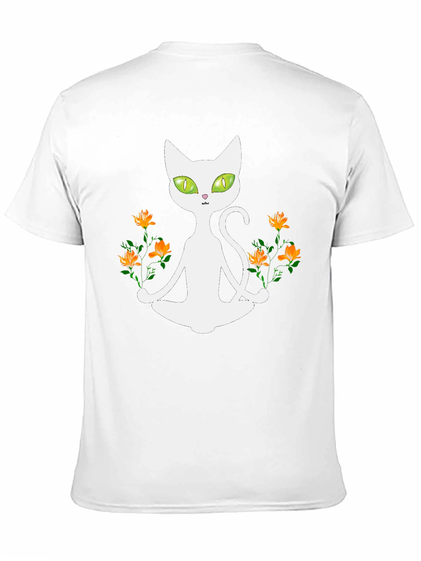 Yoga Cat T-Shirt - Meditating Feline with Flowers