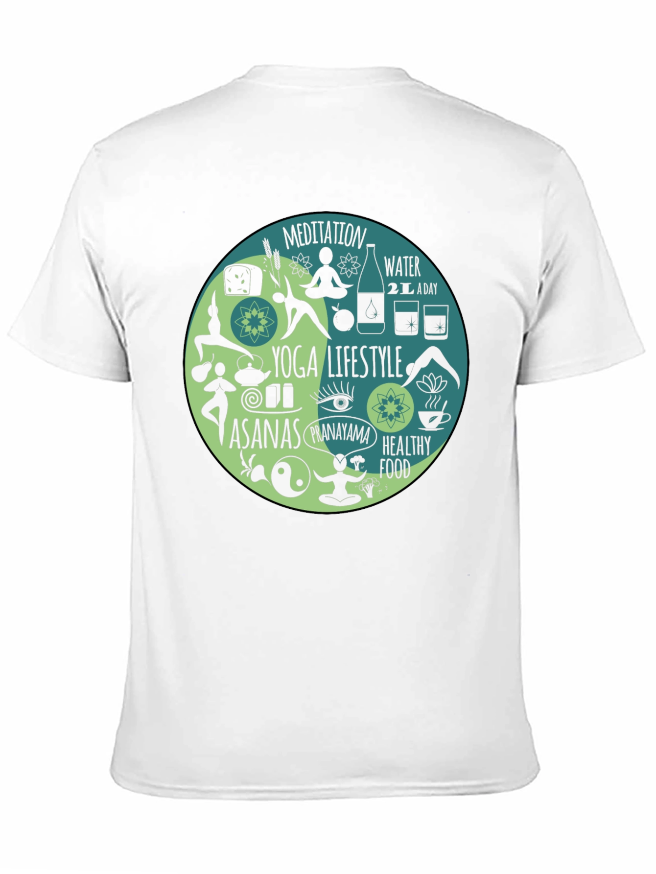 Yoga Lifestyle T-Shirt - Meditation Asanas Healthy Food