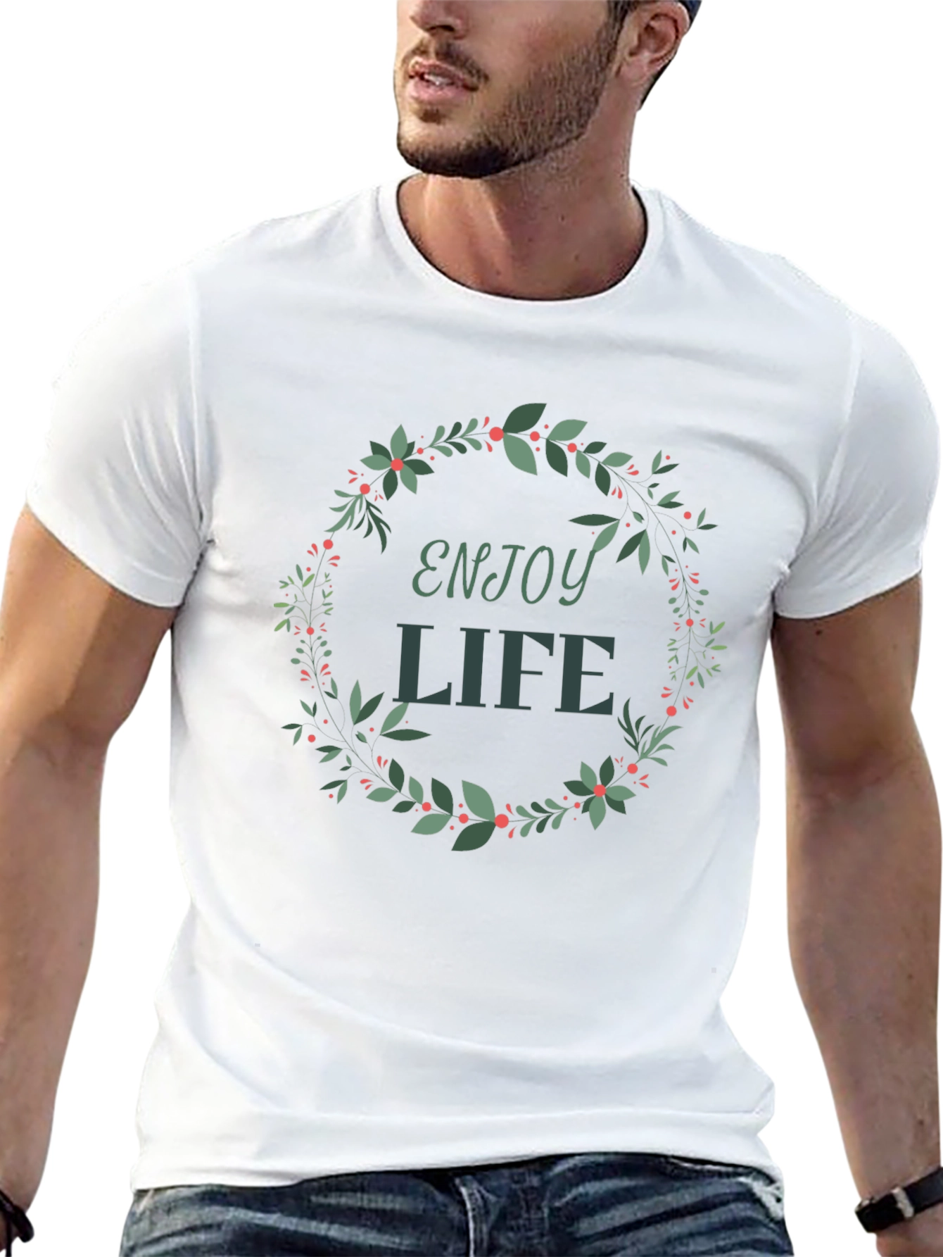 Enjoy Life Wreath Graphic Tee - Stylish Casual Wear