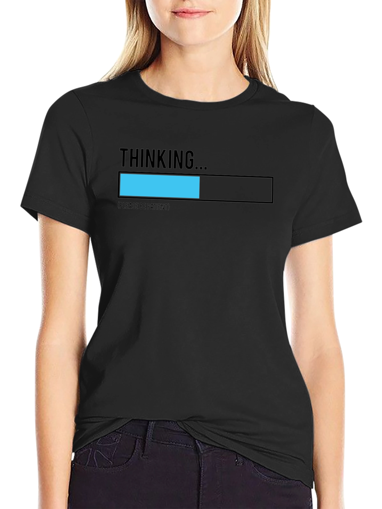 Thinking... Please be Patient Black T-Shirt