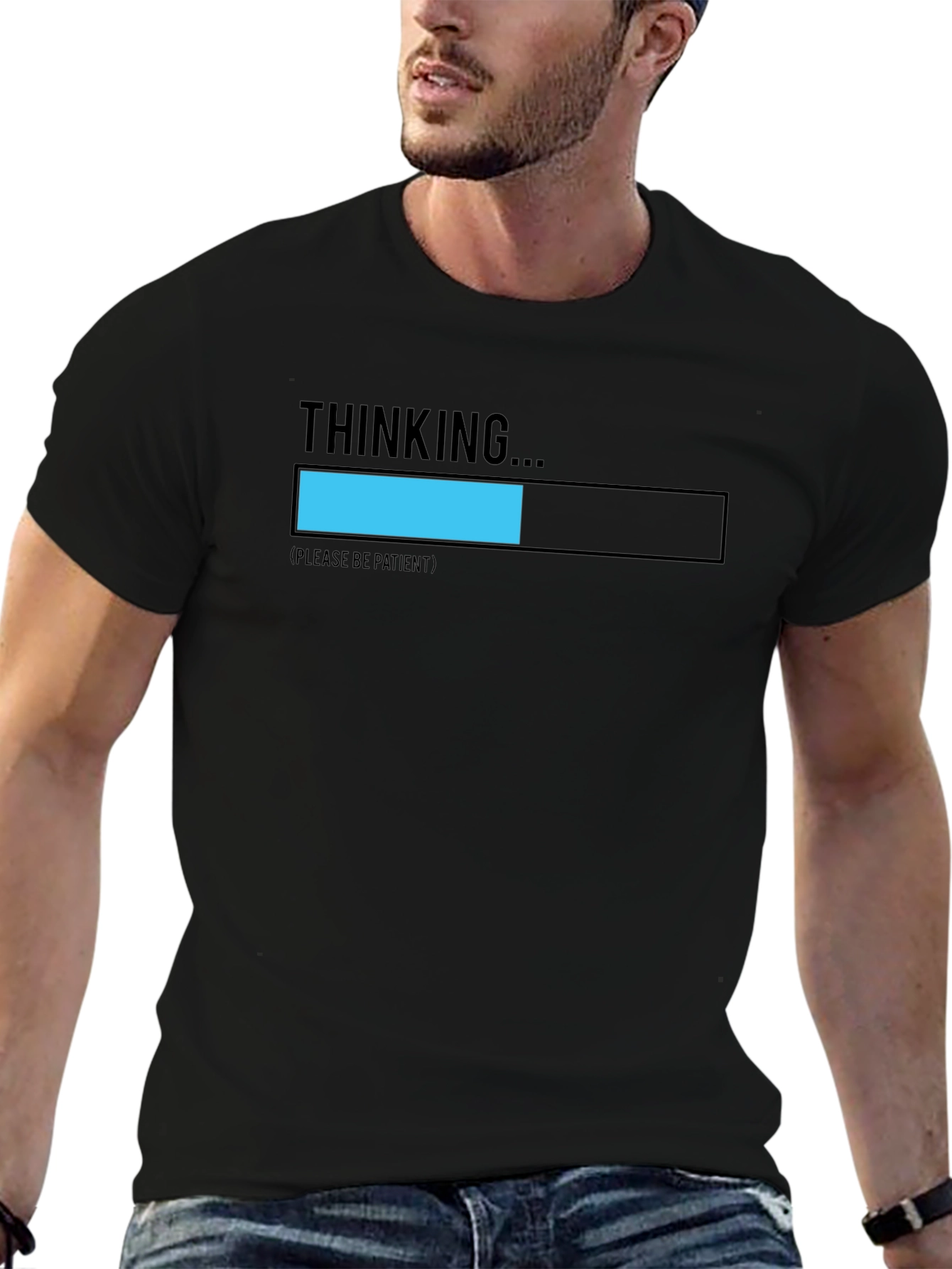 Thinking... Please be Patient Black T-Shirt