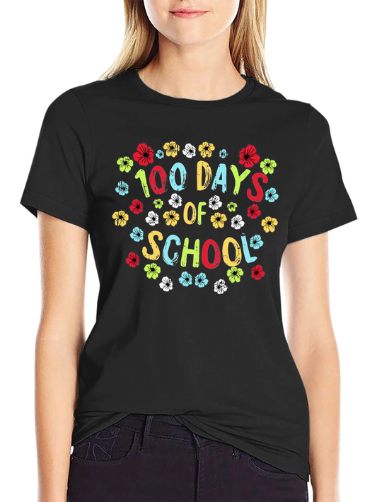 100 Days of School Floral Graphic T-Shirt