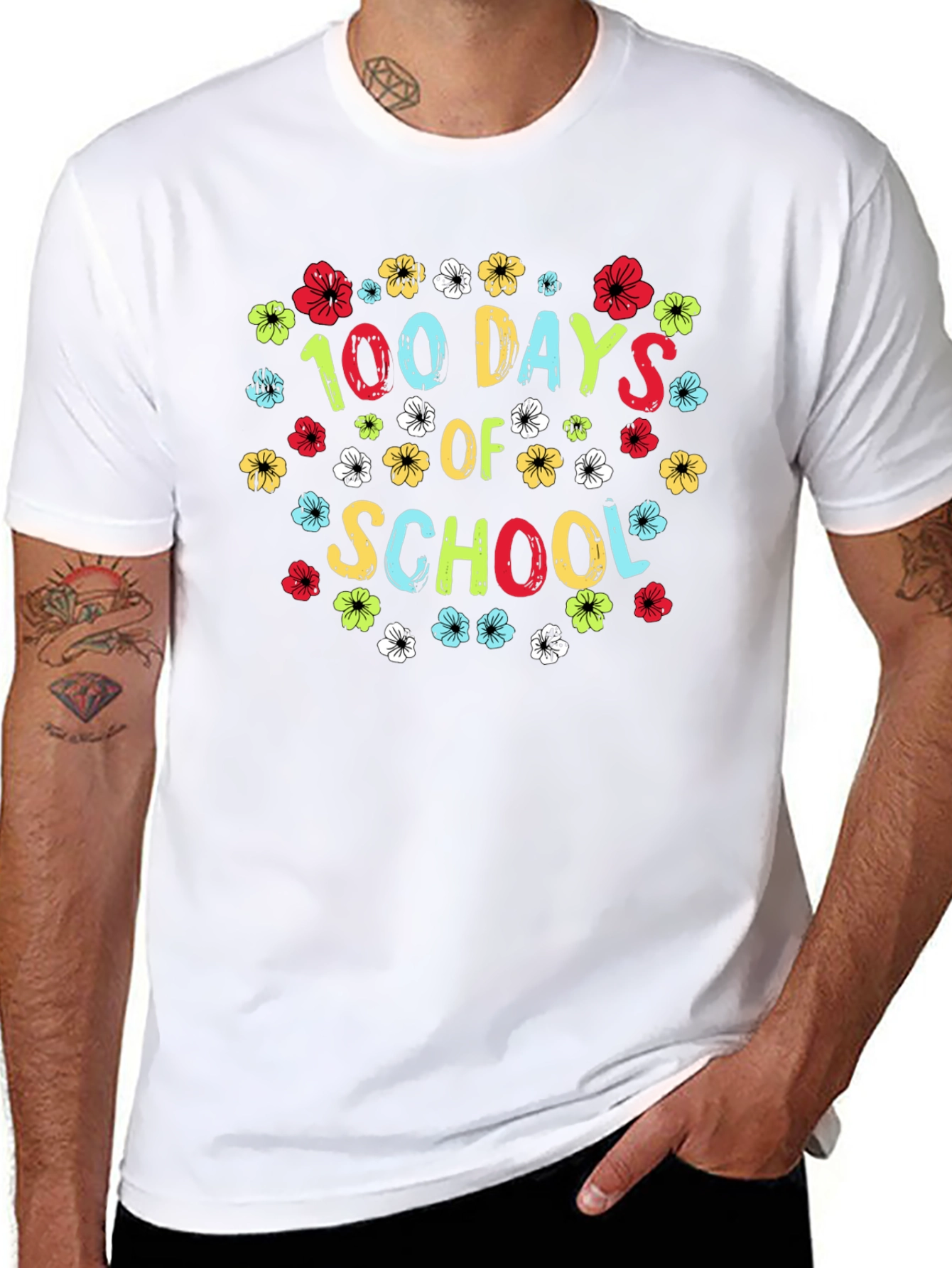 100 Days of School Floral Graphic T-Shirt