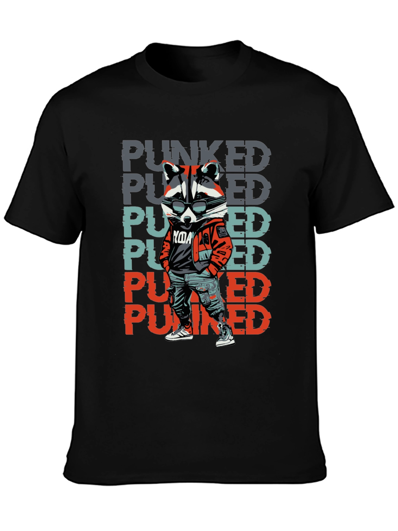 Punked Raccoon Graphic Tee - Cool & Edgy Design