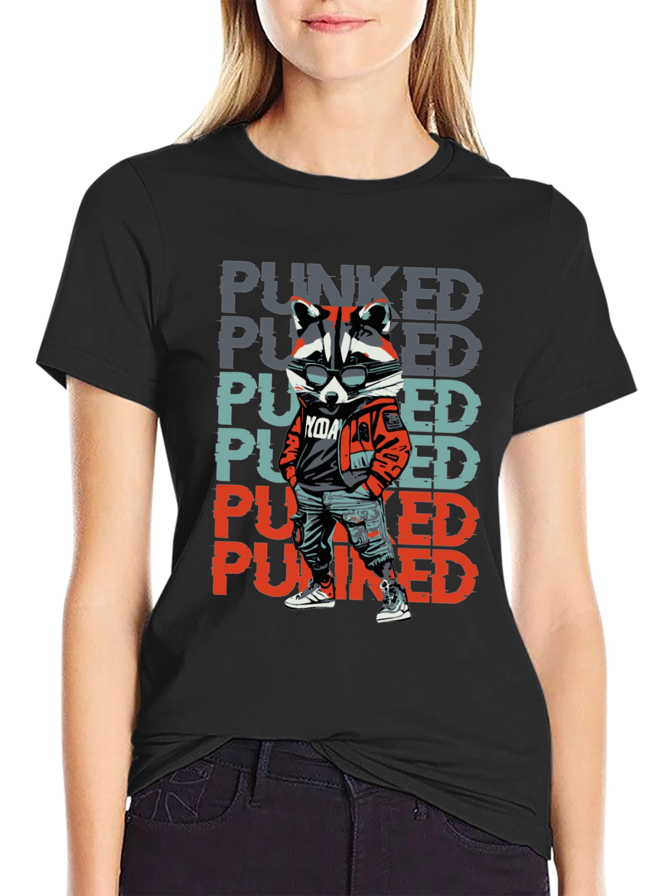 Punked Raccoon Graphic Tee - Cool & Edgy Design