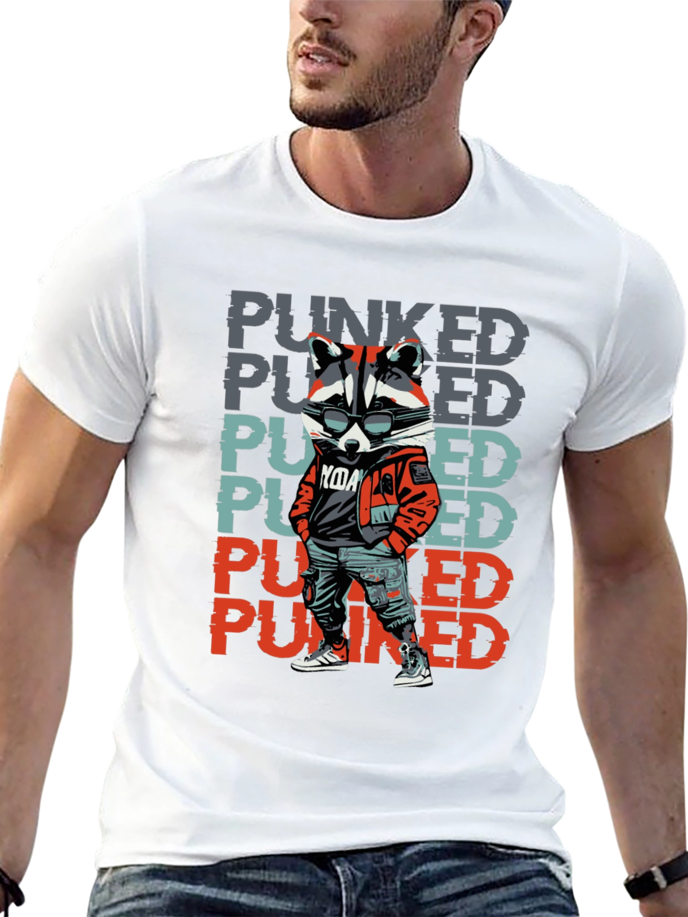 Punked Raccoon Graphic Tee - Cool & Edgy Design