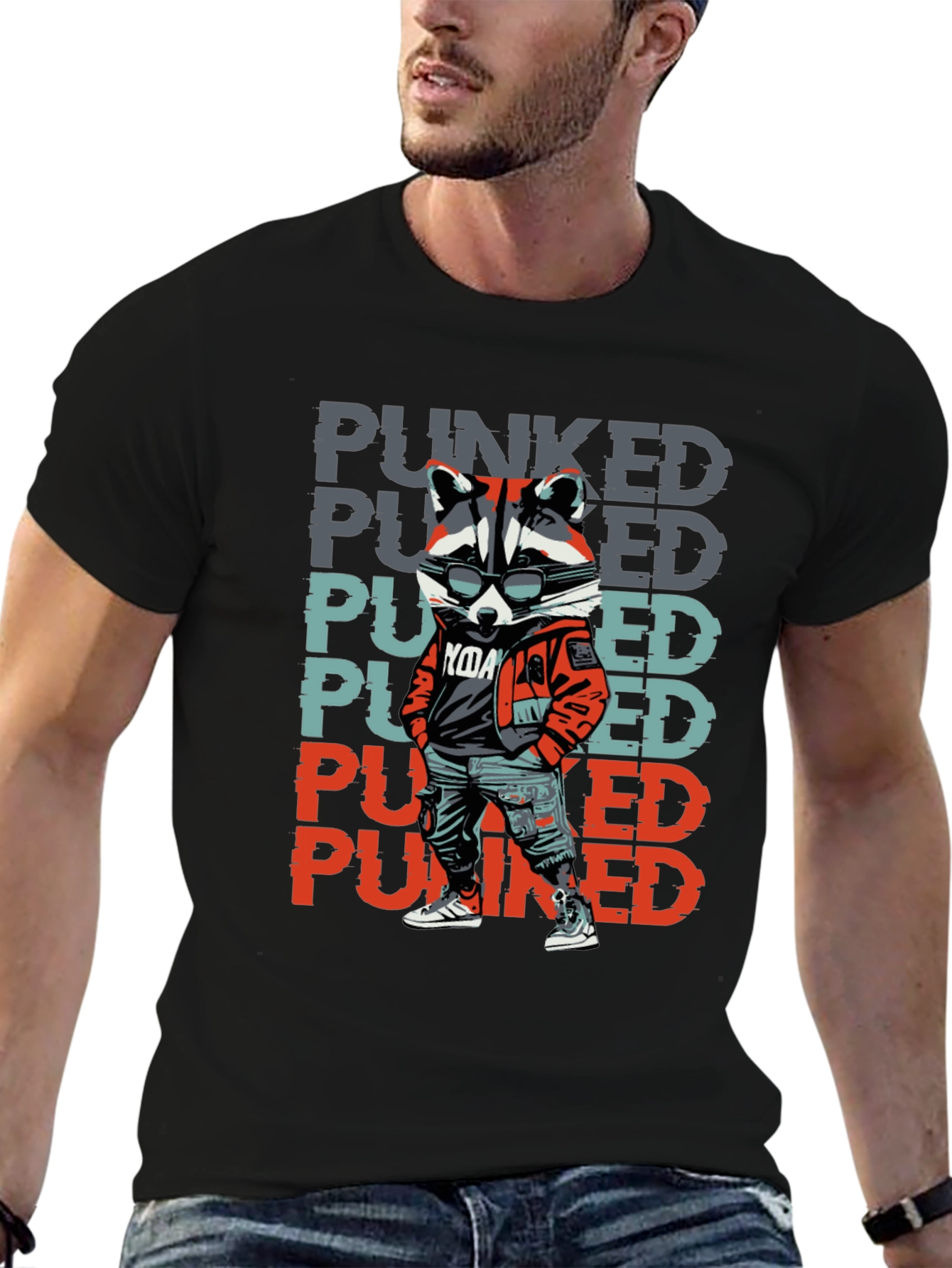 Punked Raccoon Graphic Tee - Cool & Edgy Design