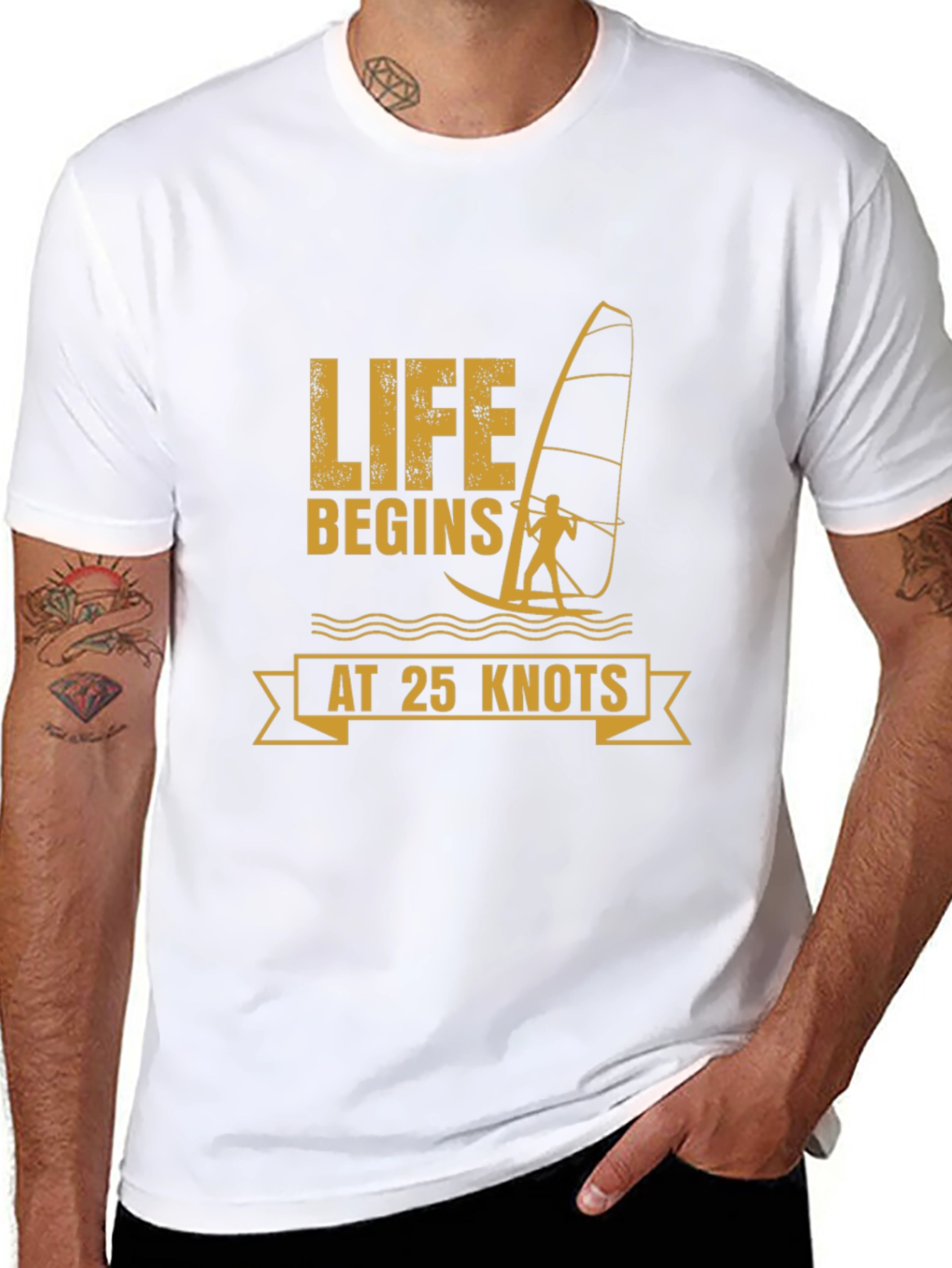 Life Begins at 25 Knots Windsurfing T-Shirt