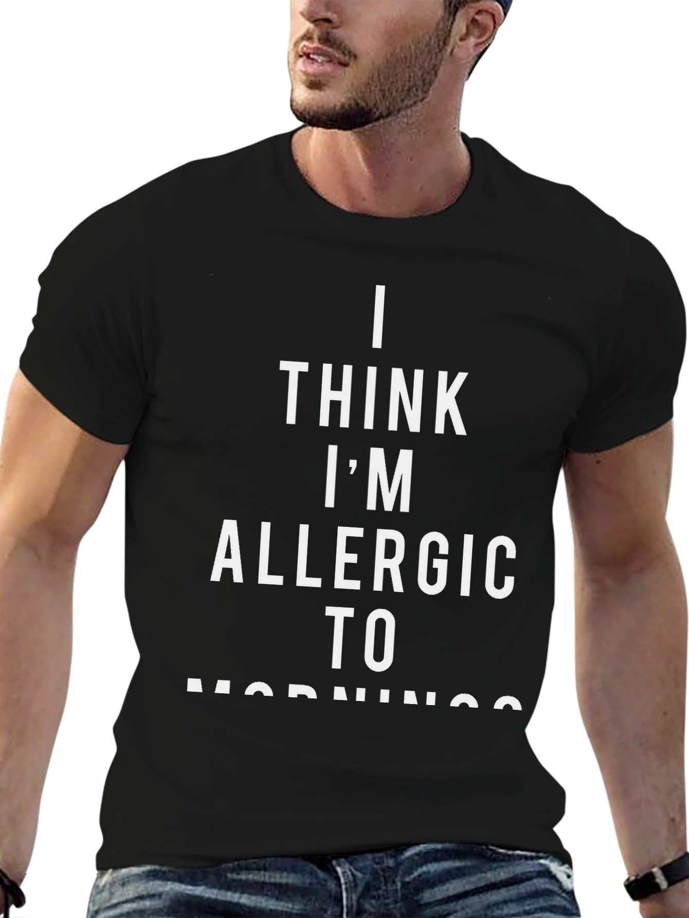 Funny Im Allergic to Mornings Black T-Shirt