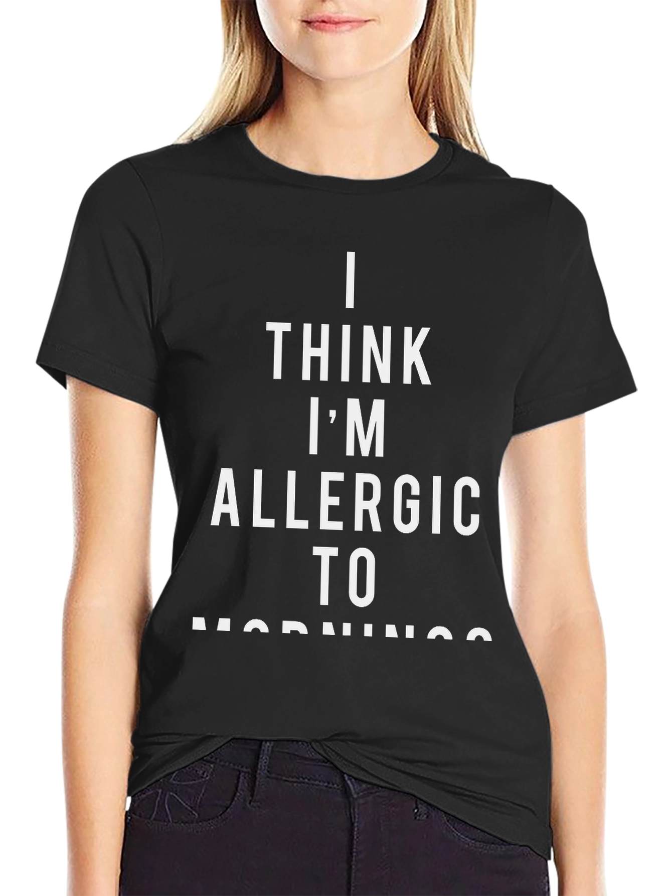 Funny Im Allergic to Mornings Black T-Shirt