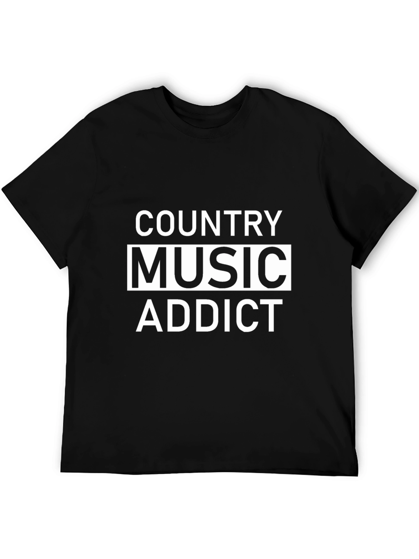 Country Music Addict Black Graphic Tee Shirt