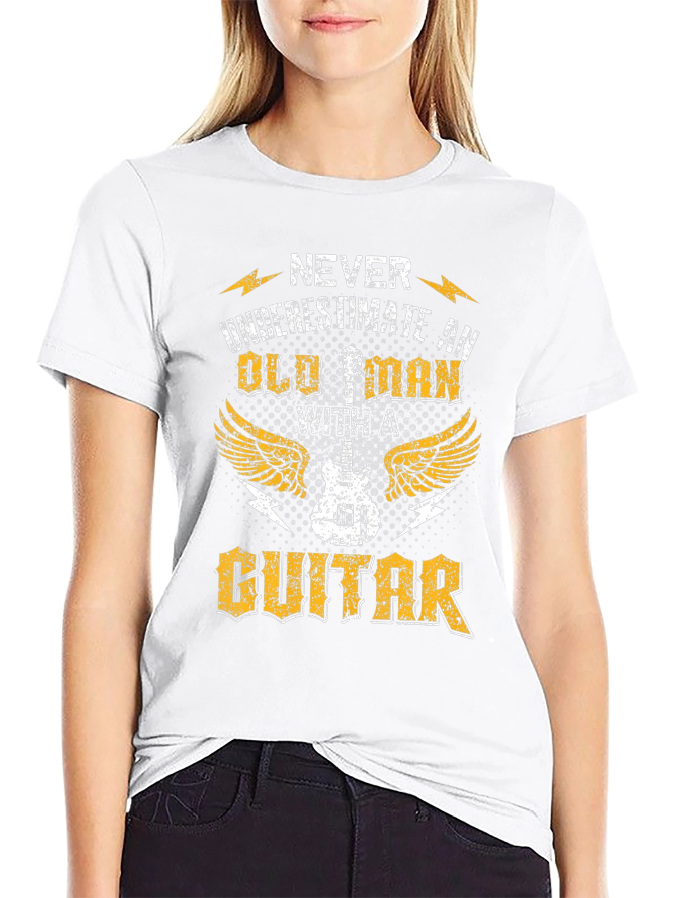 Never Underestimate Old Man With Guitar T-Shirt