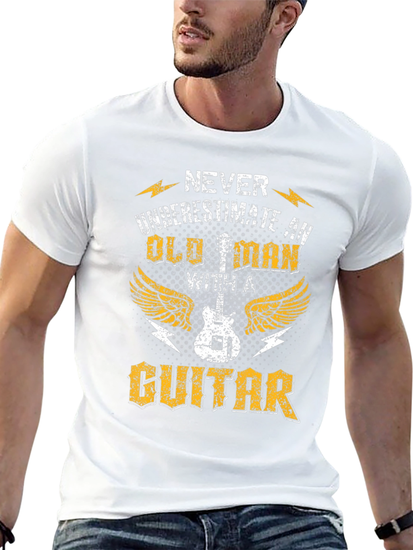 Never Underestimate Old Man With Guitar T-Shirt