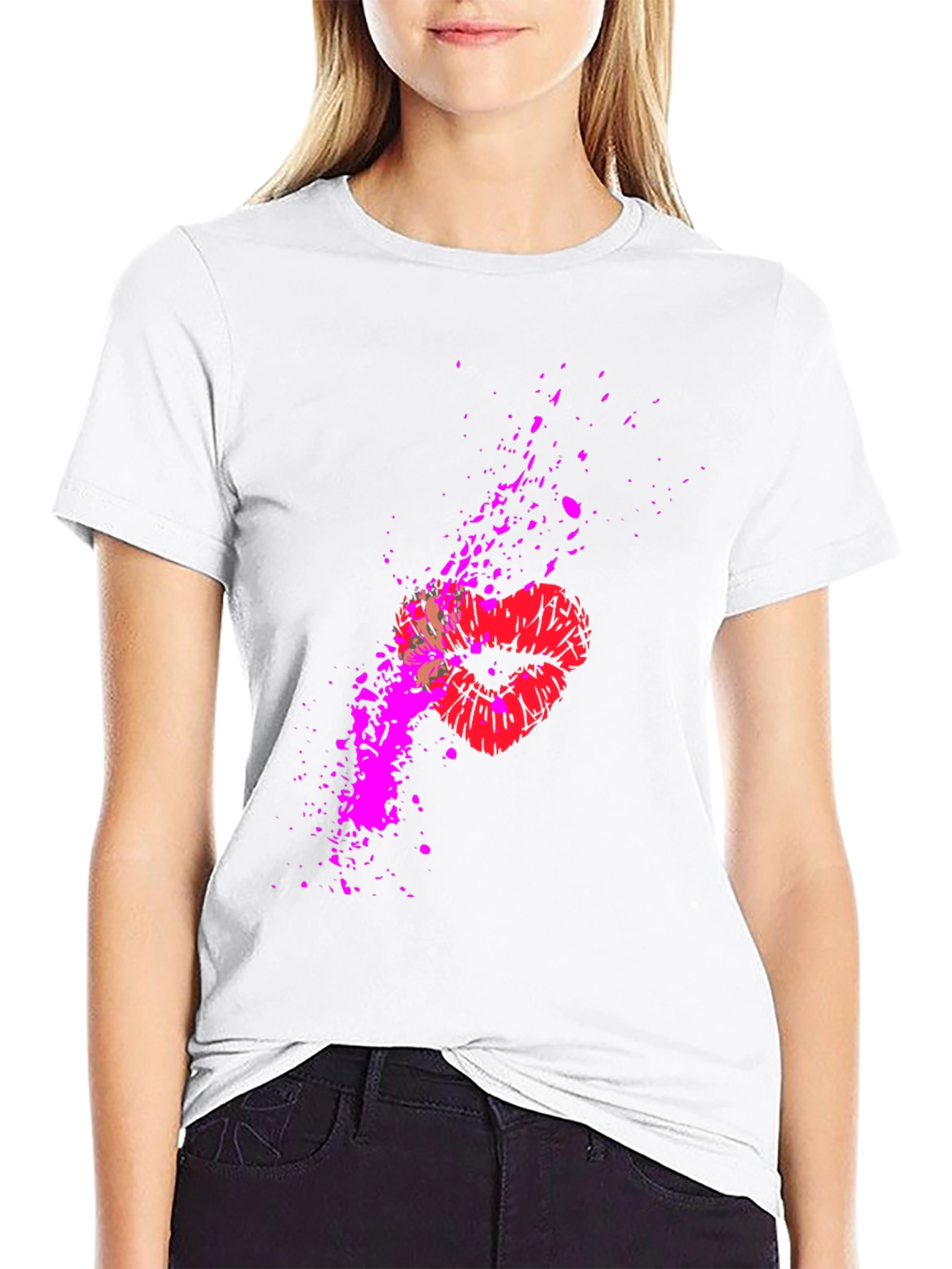 Kiss Splatter Graphic Tee - Black