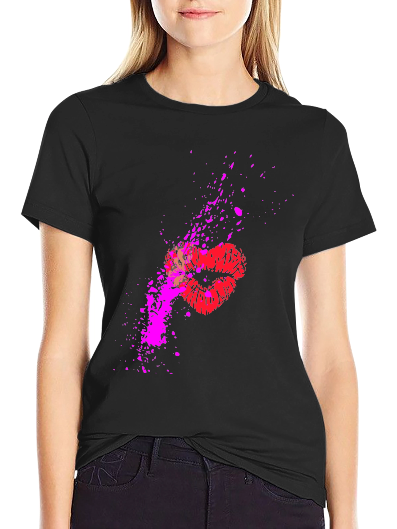 Kiss Splatter Graphic Tee - Black